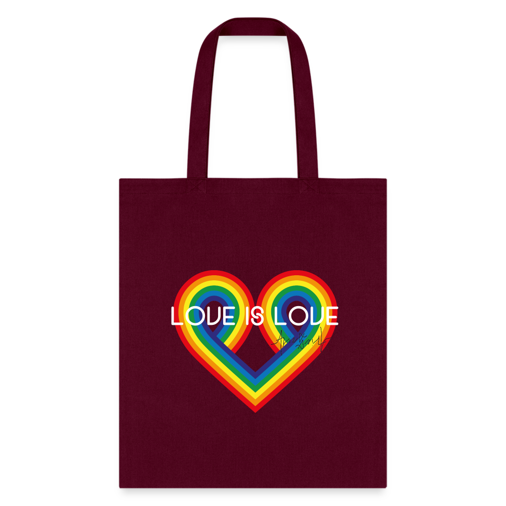 "Love is Love" Eco-Friendly Cotton Tote - burgundy