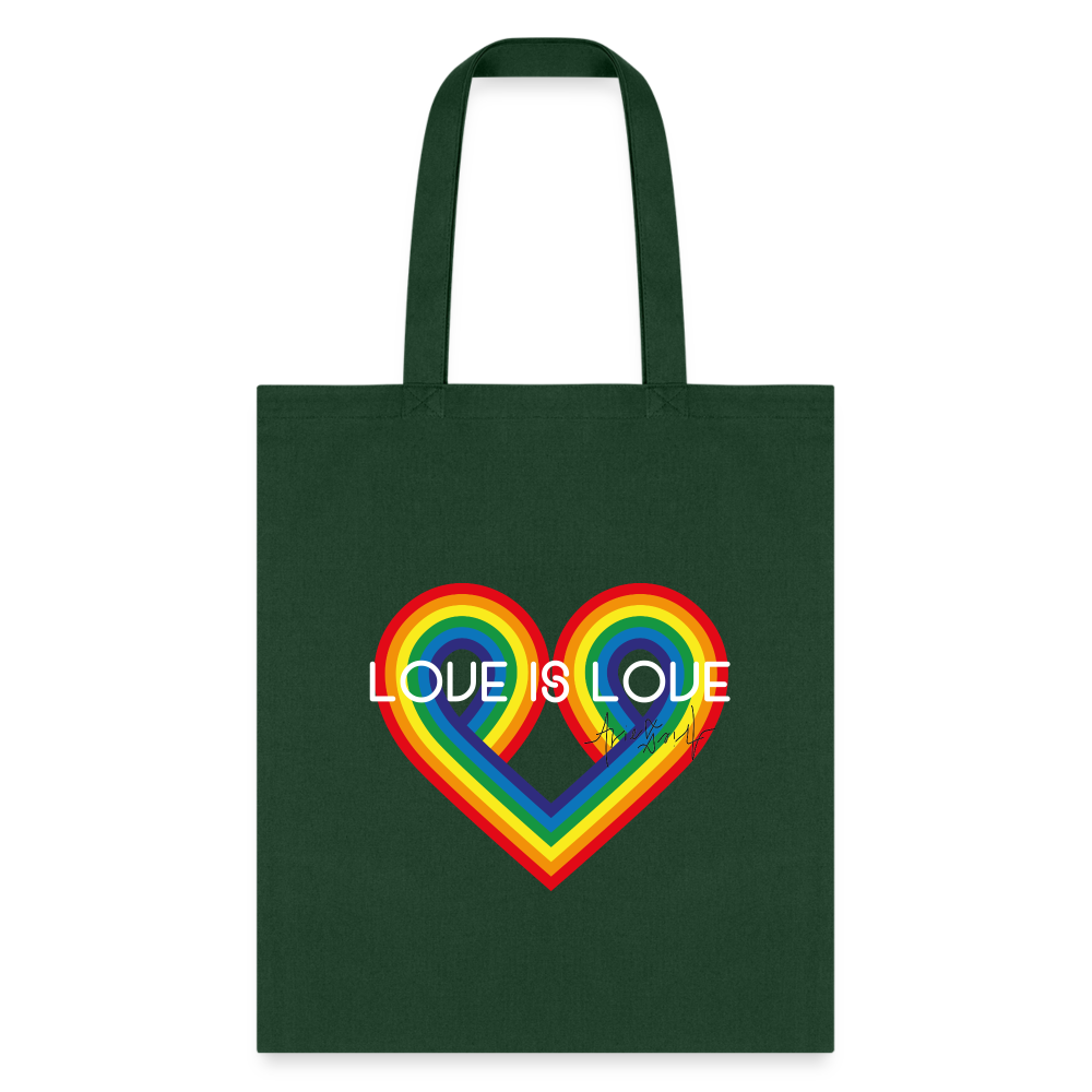 "Love is Love" Eco-Friendly Cotton Tote - forest green