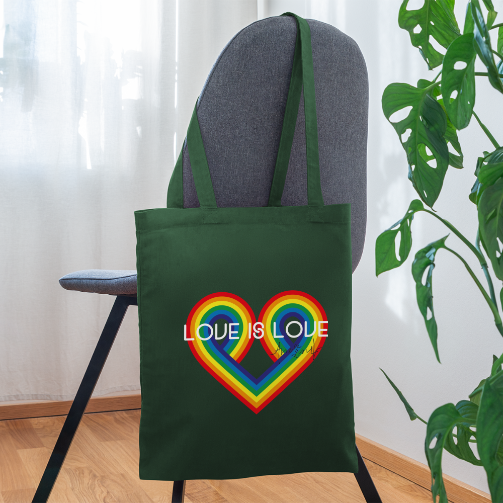 "Love is Love" Eco-Friendly Cotton Tote - forest green