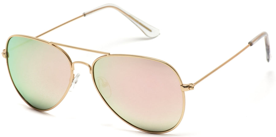 Aviator Sunglasses PINK LENS GOLD frame SIDE