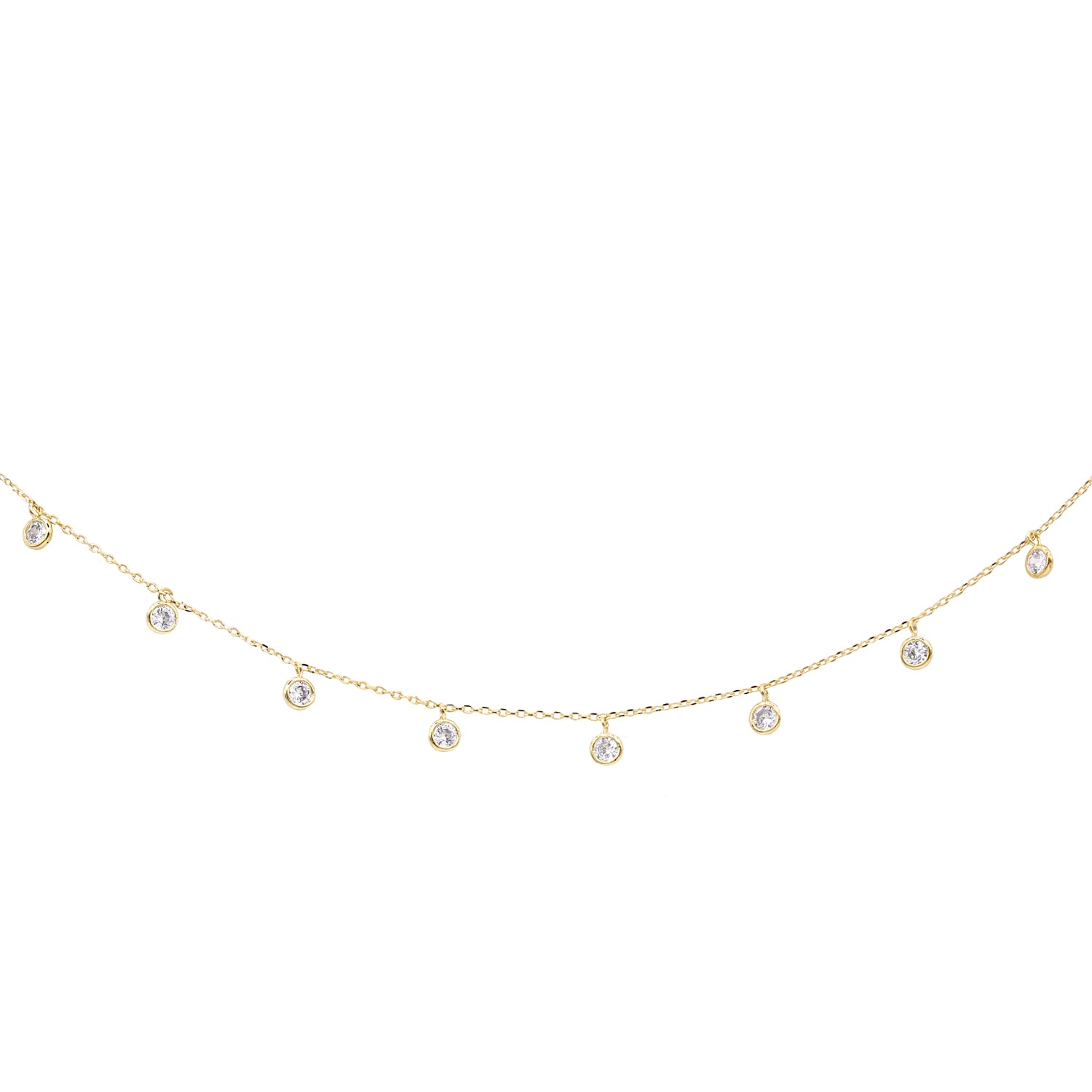 CUBIC DANGLING CHOKER NECKLACE gold crystal clear
