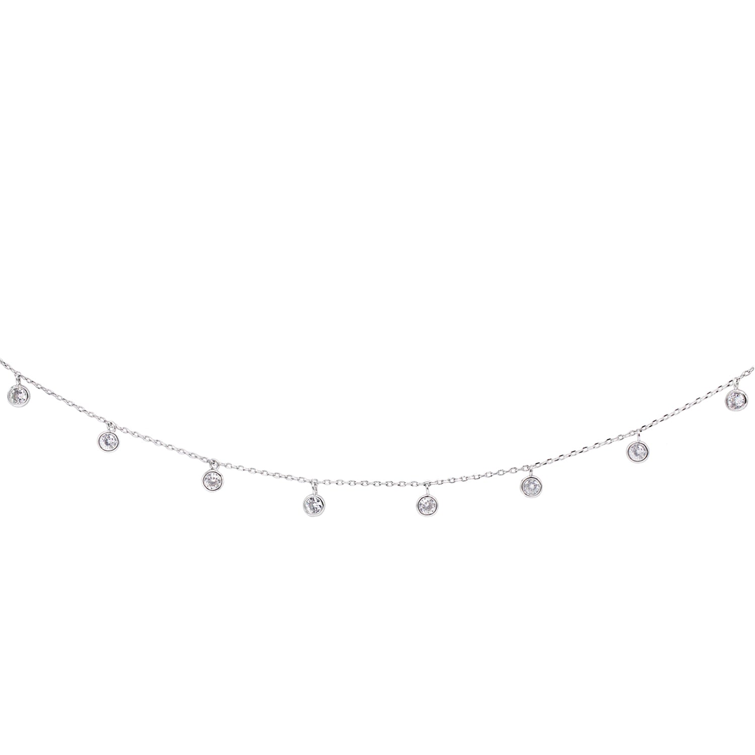 CUBIC DANGLING CHOKER NECKLACE silver crystal clear