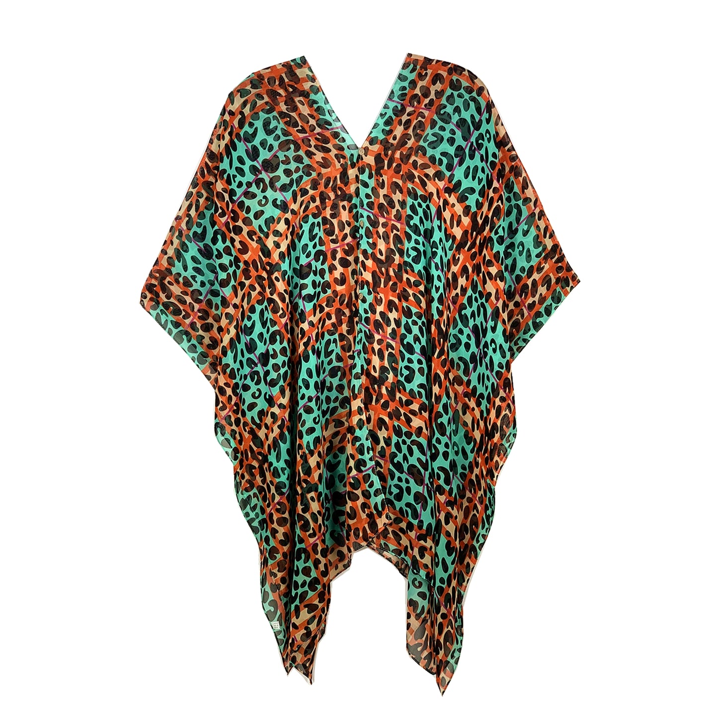 Chefon Printed Beach Cover Up with Buttons colorful leopard
