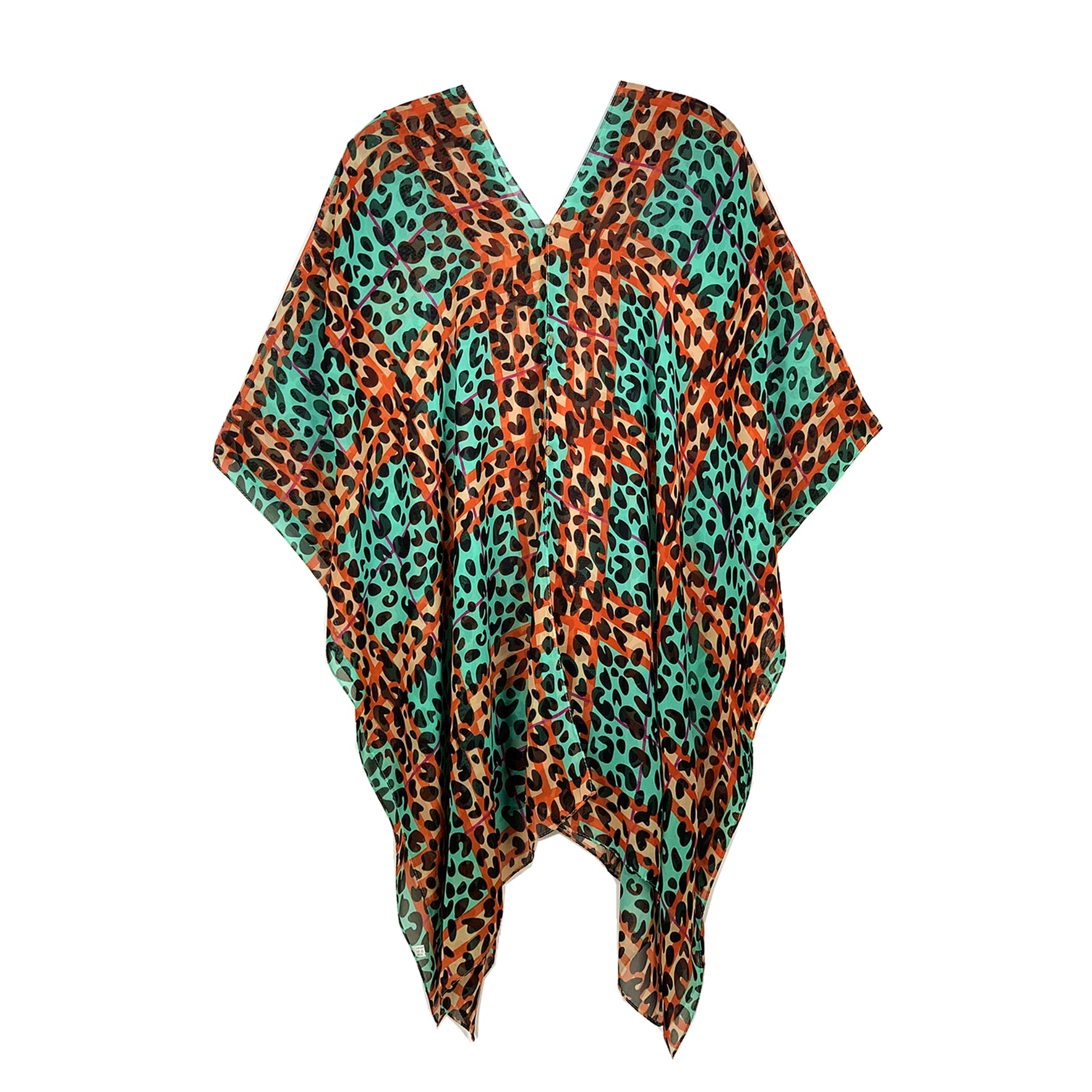 Chefon Printed Beach Cover Up with Buttons colorful leopard