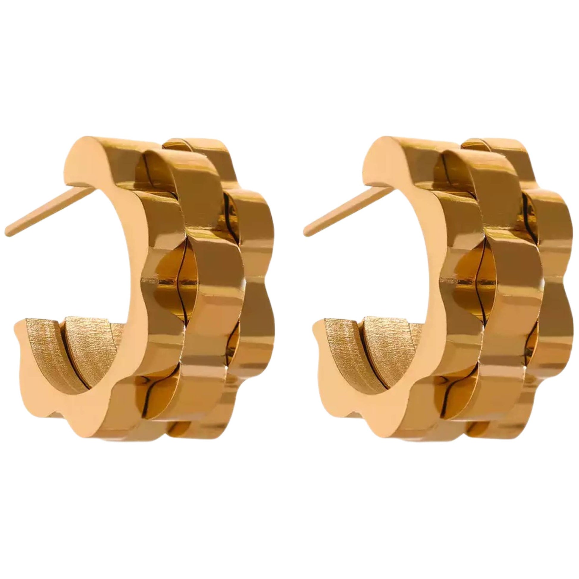 Gold Plated Watch Band Style Mini Hoops
