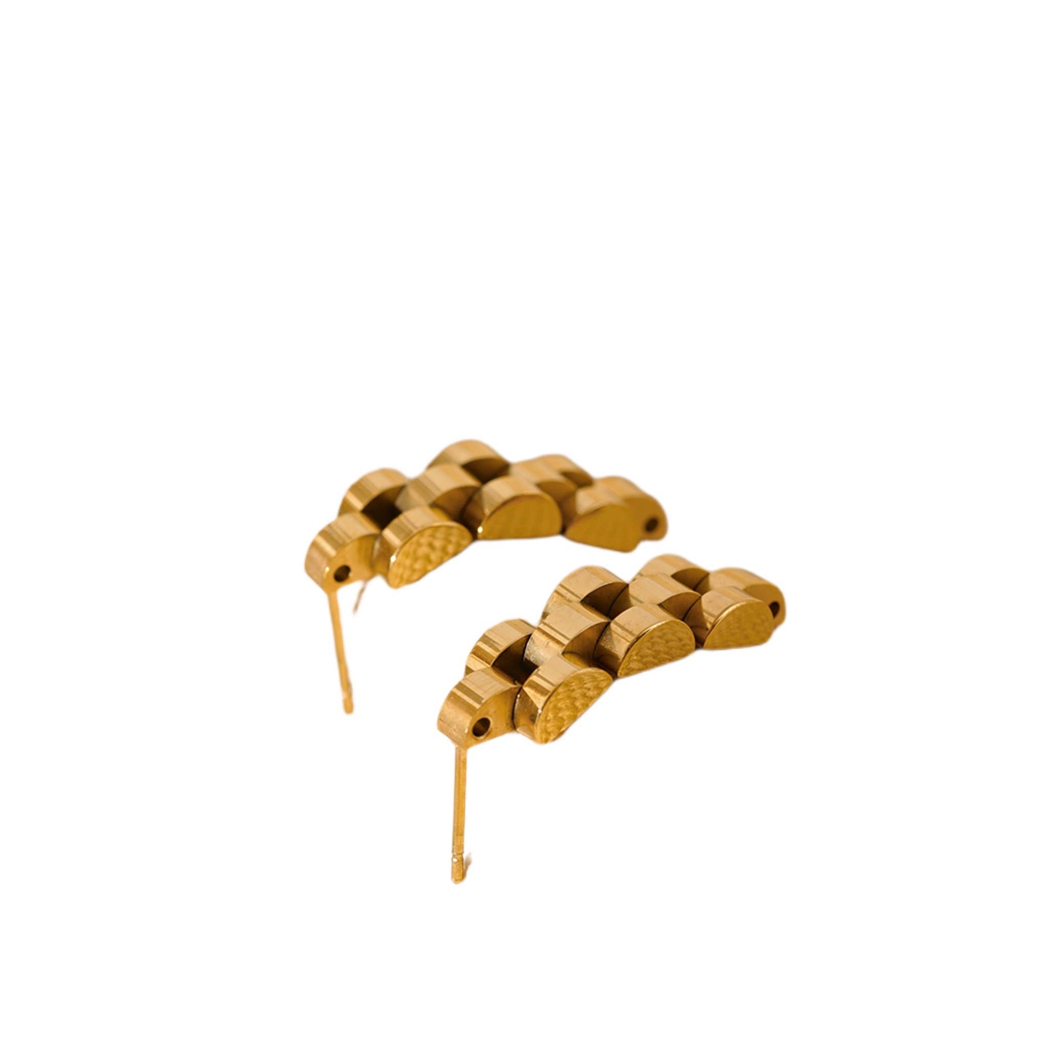 Gold Plated Watch Band Link Style Earrings 3