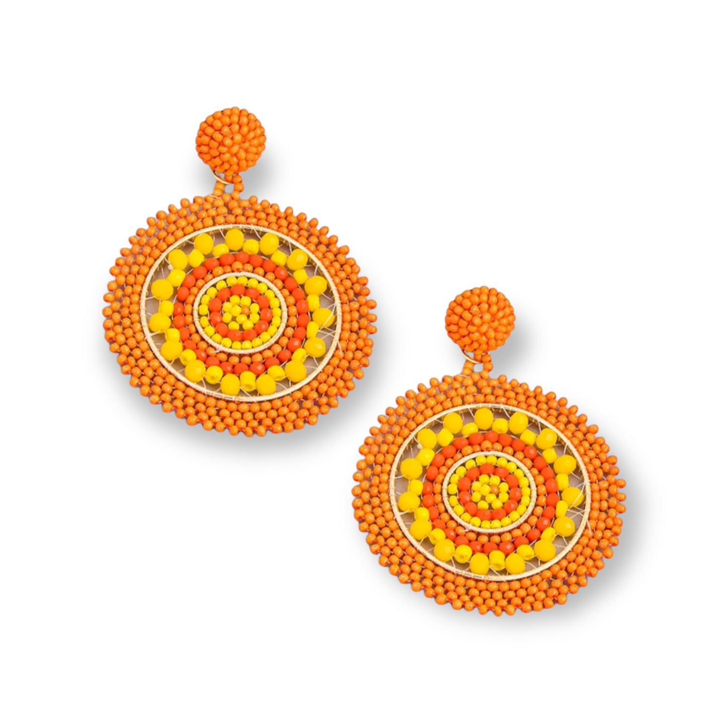 CLAIRE Round Seed Bead Disc Earring orange