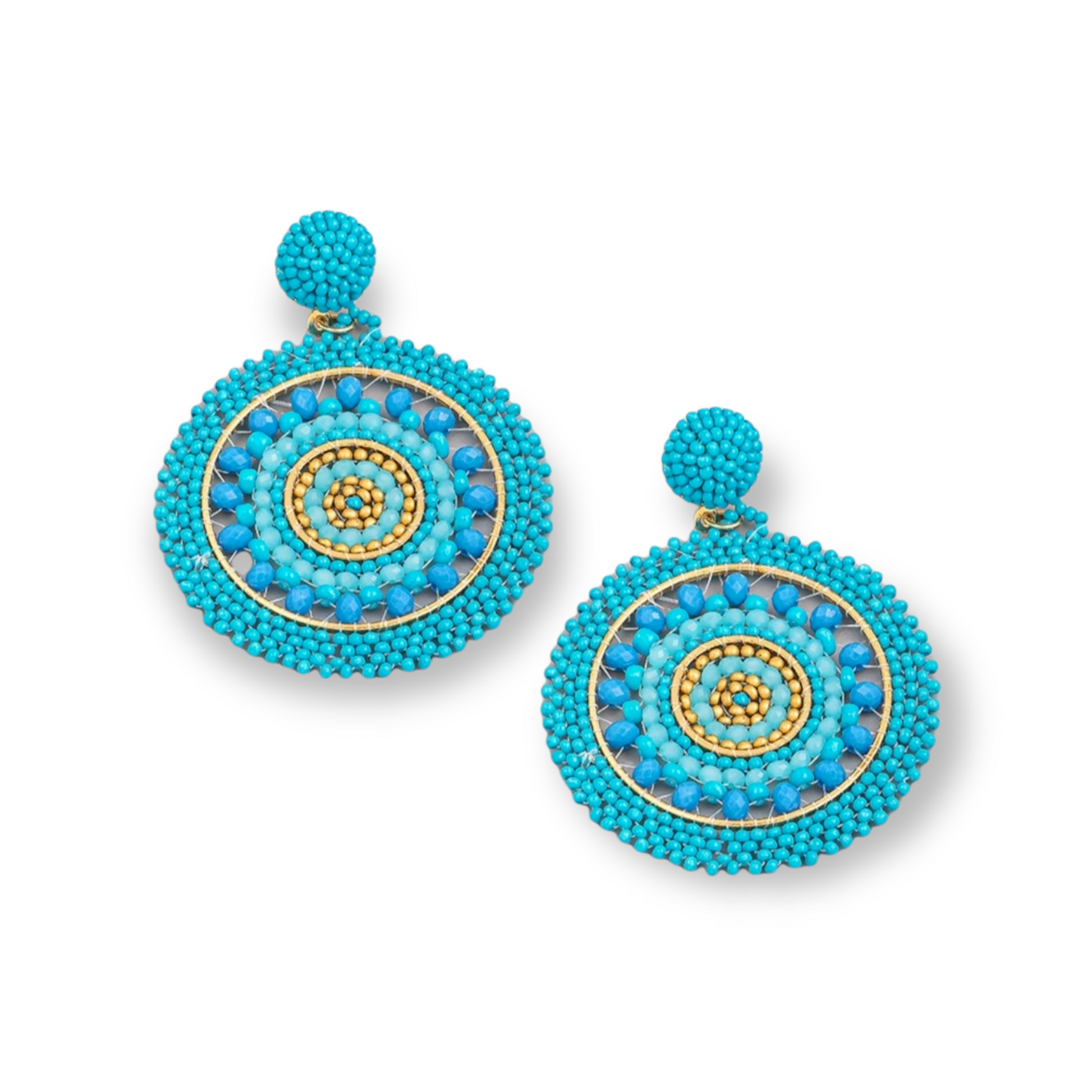 CLAIRE Round Seed Bead Disc Earring teal