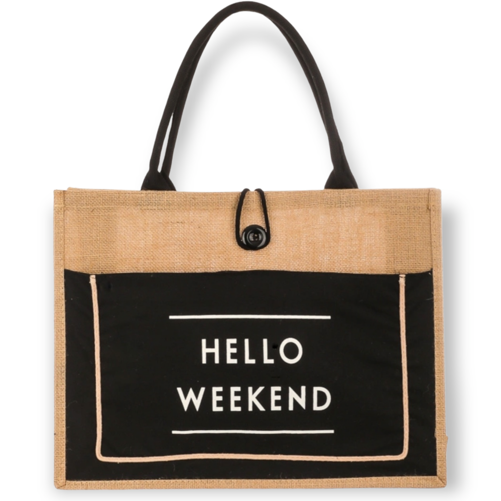 Black Burlap weekend beach bag tote