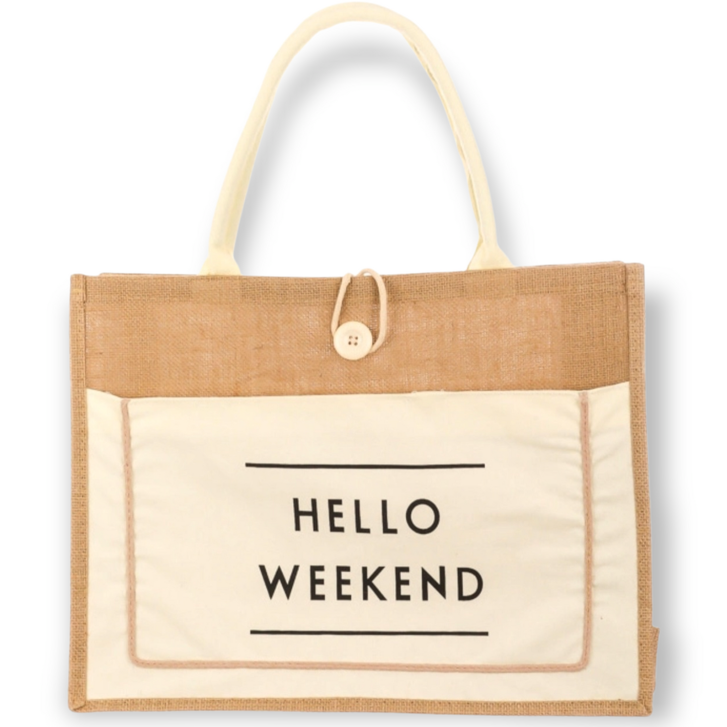 Cream off white Burlap weekend beach bag tote