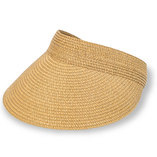 Tan CAMERON 100% Paper Long Brim Visor hat tan