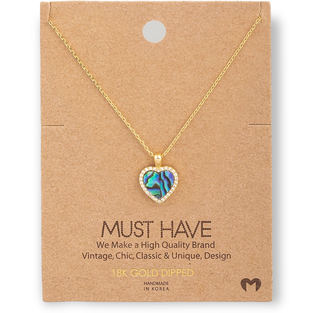 HEART Shell Inlay Pendant Necklace