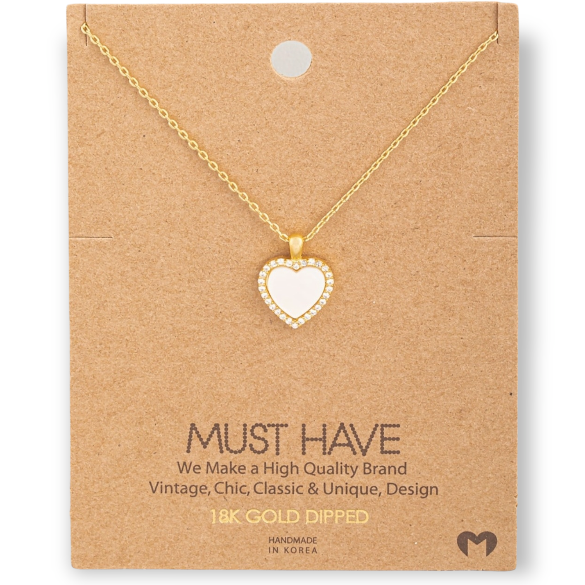 HEART Shell Inlay Pendant Necklace