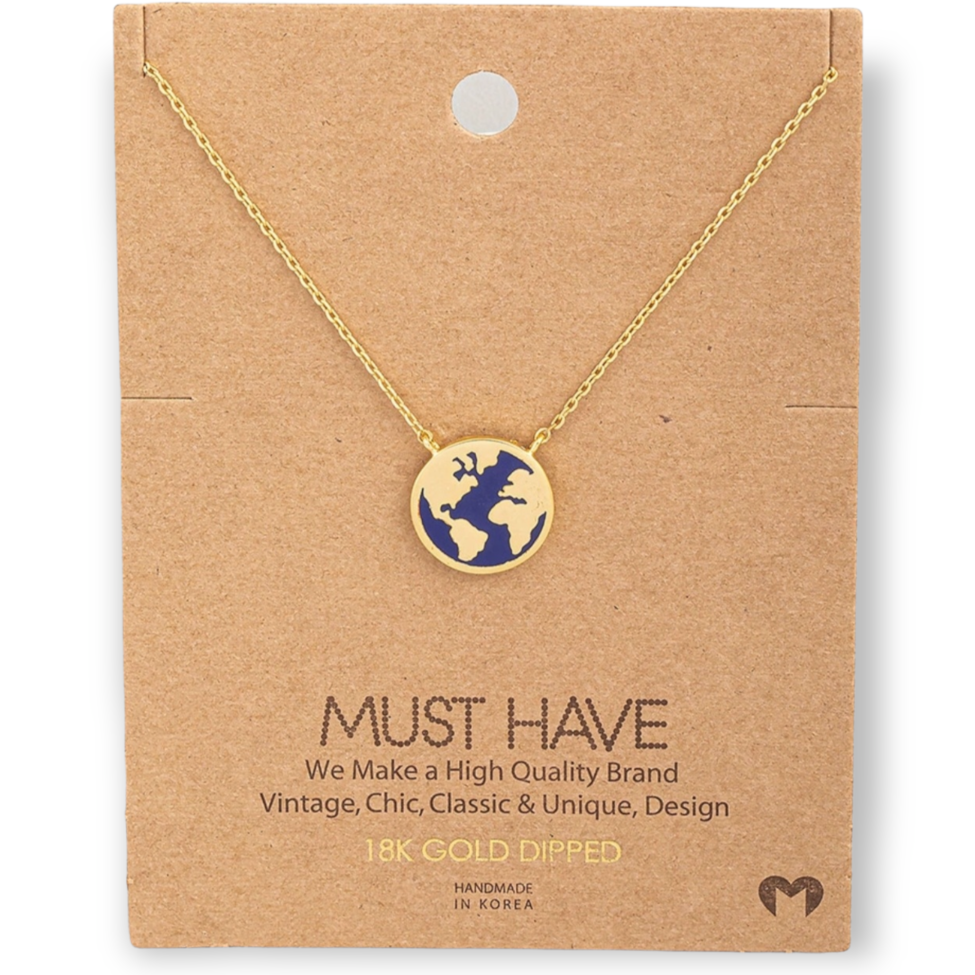 GLOBE Enamel Pendant Necklace navy