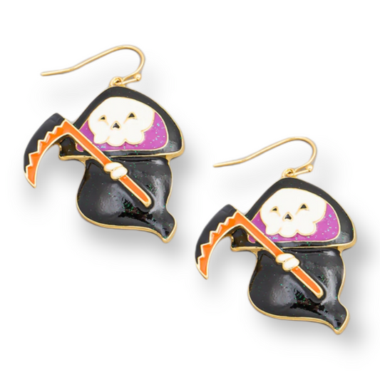 Reaper Halloween brass earrings