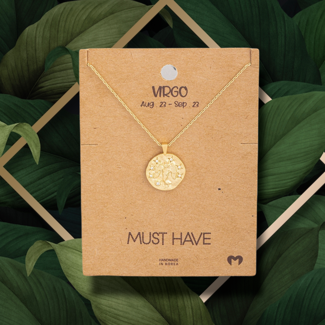 Virgo Hammered Zodiac Coin Pendant Necklace