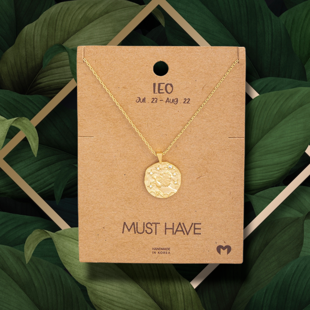 Leo Hammered Zodiac Coin Pendant Necklace