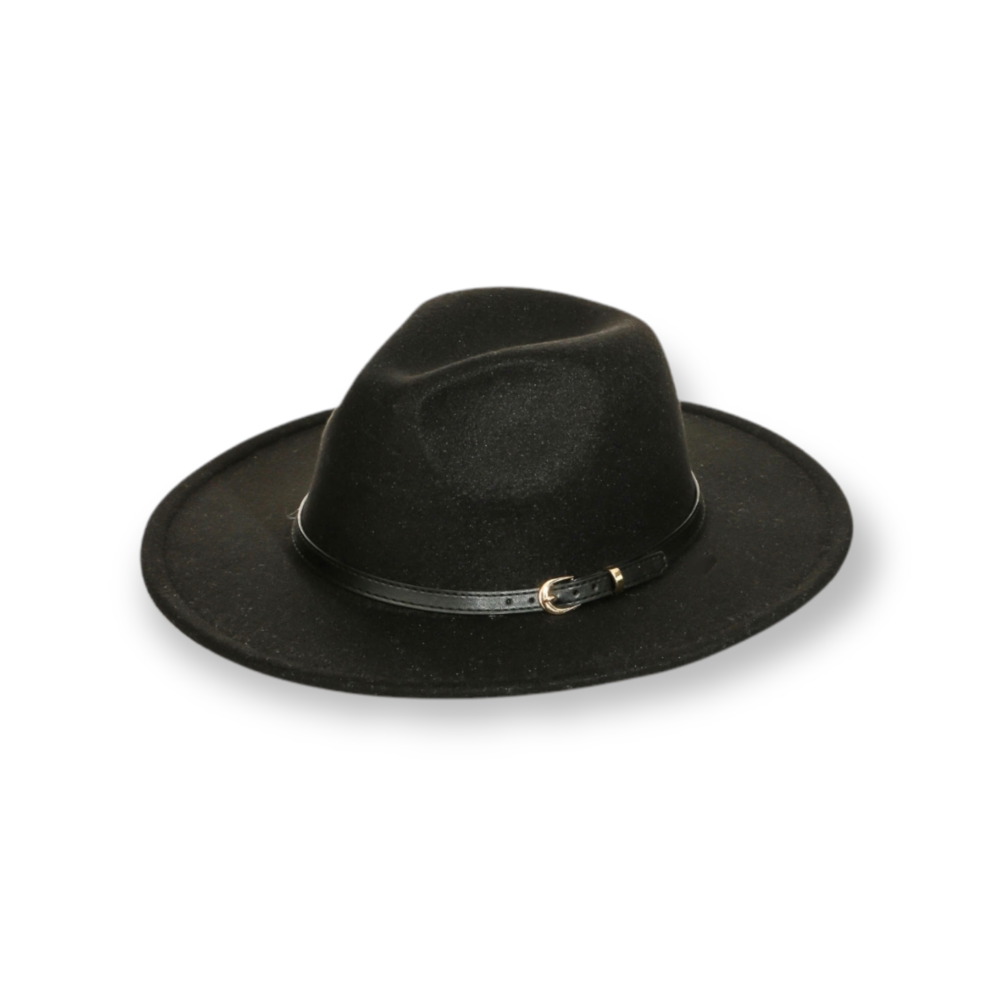 Black Skinny Belt Strap Fashion Fedora Hat