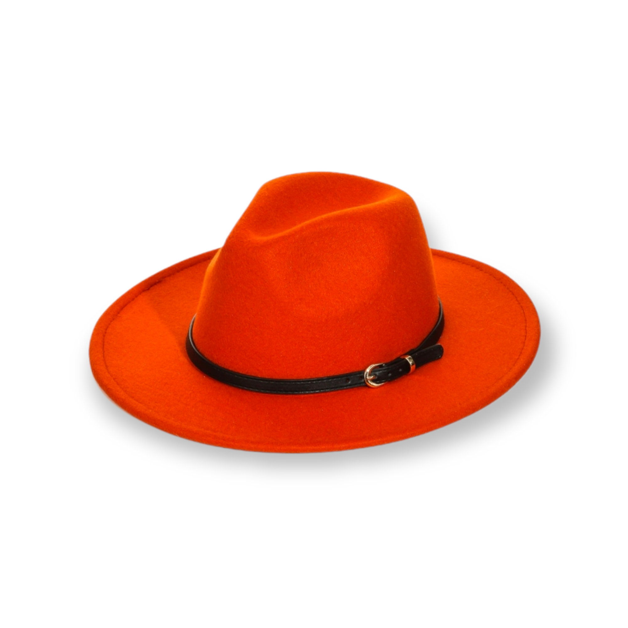 Rust Skinny Belt Strap Fashion Fedora Hat