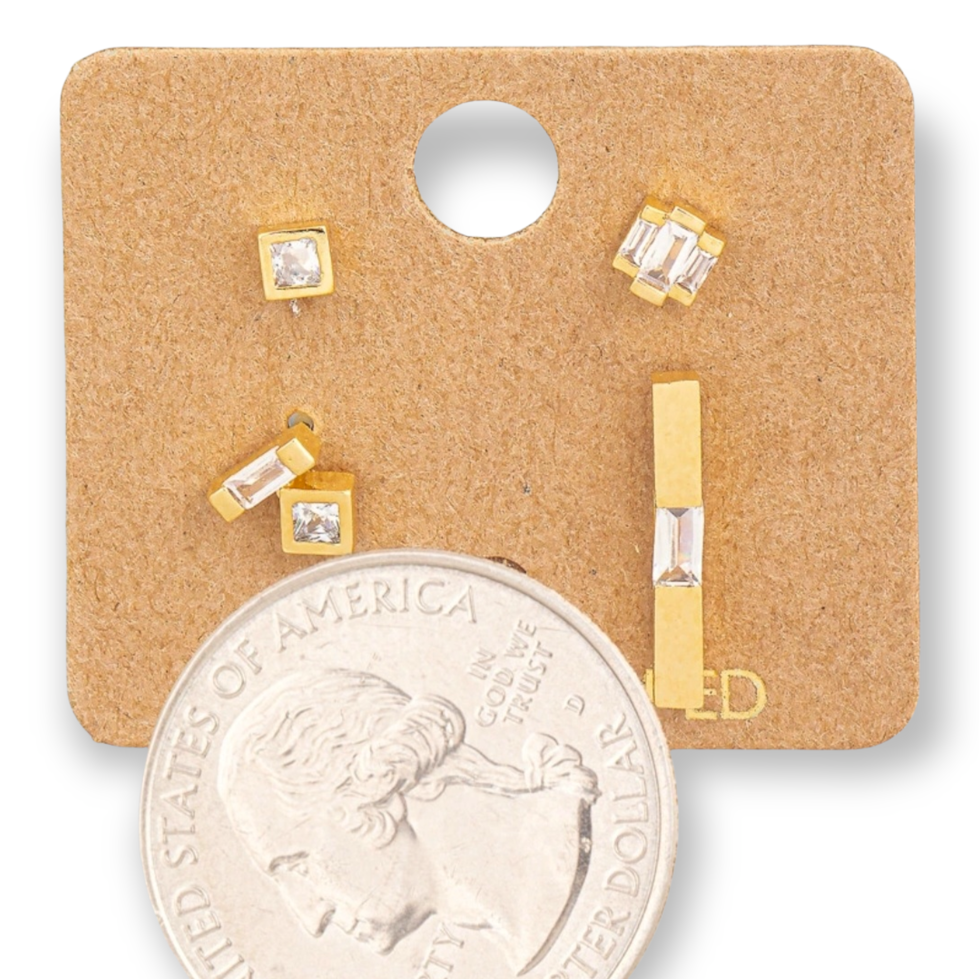 Mini Square Rhinestone Stud Earrings Set