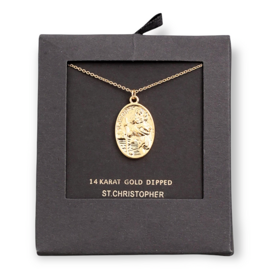 Gold Dipped St Christopher Pendant Necklace