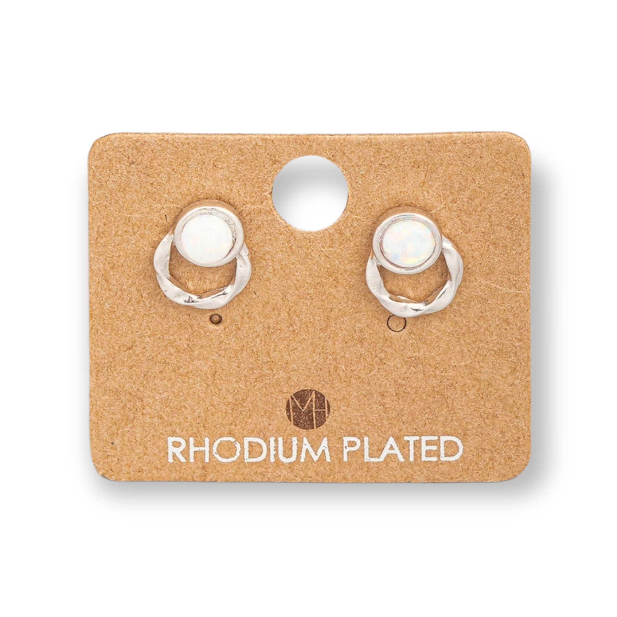 Mini Circle Opal Stud Post Earrings