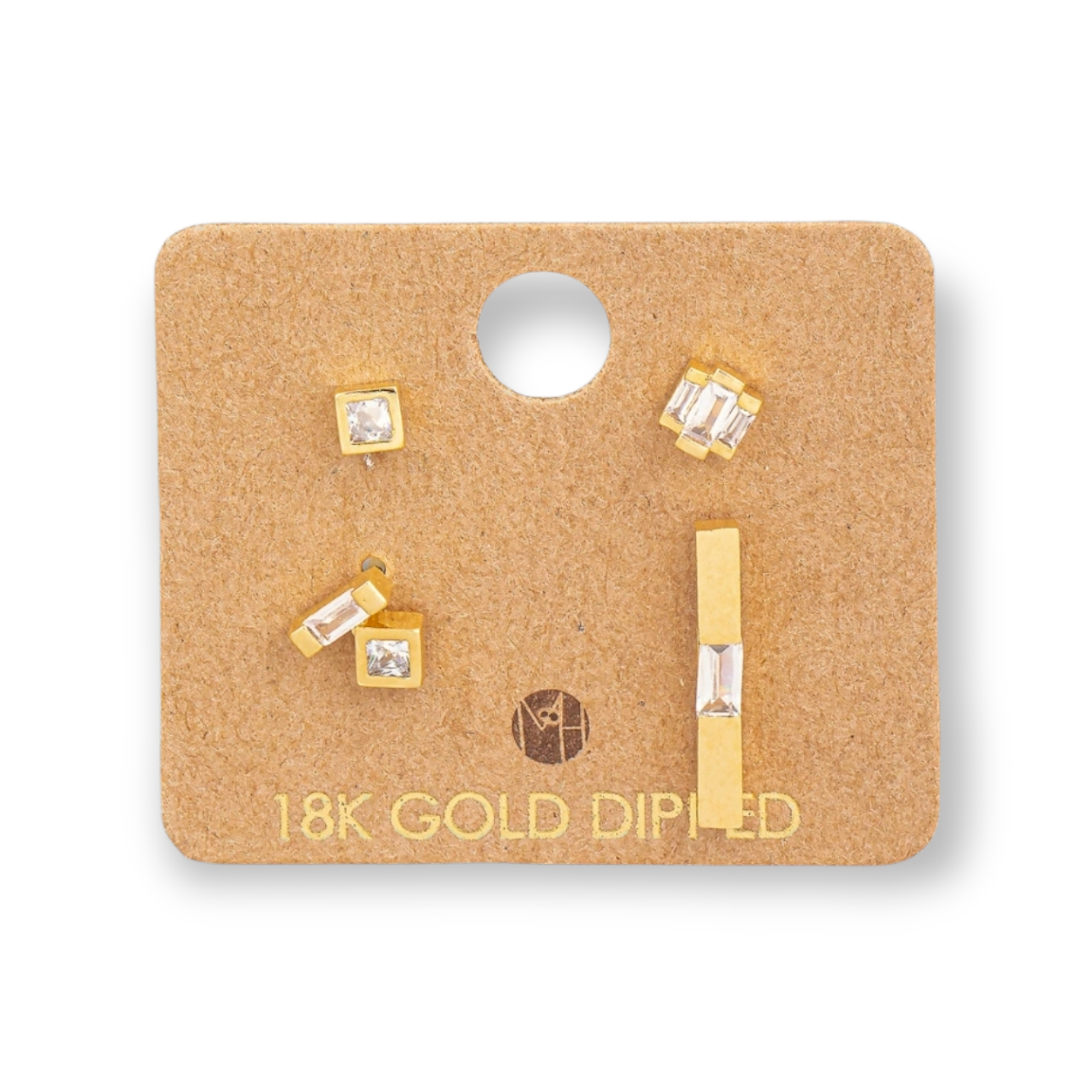 Mini Square Rhinestone Stud Earrings Set