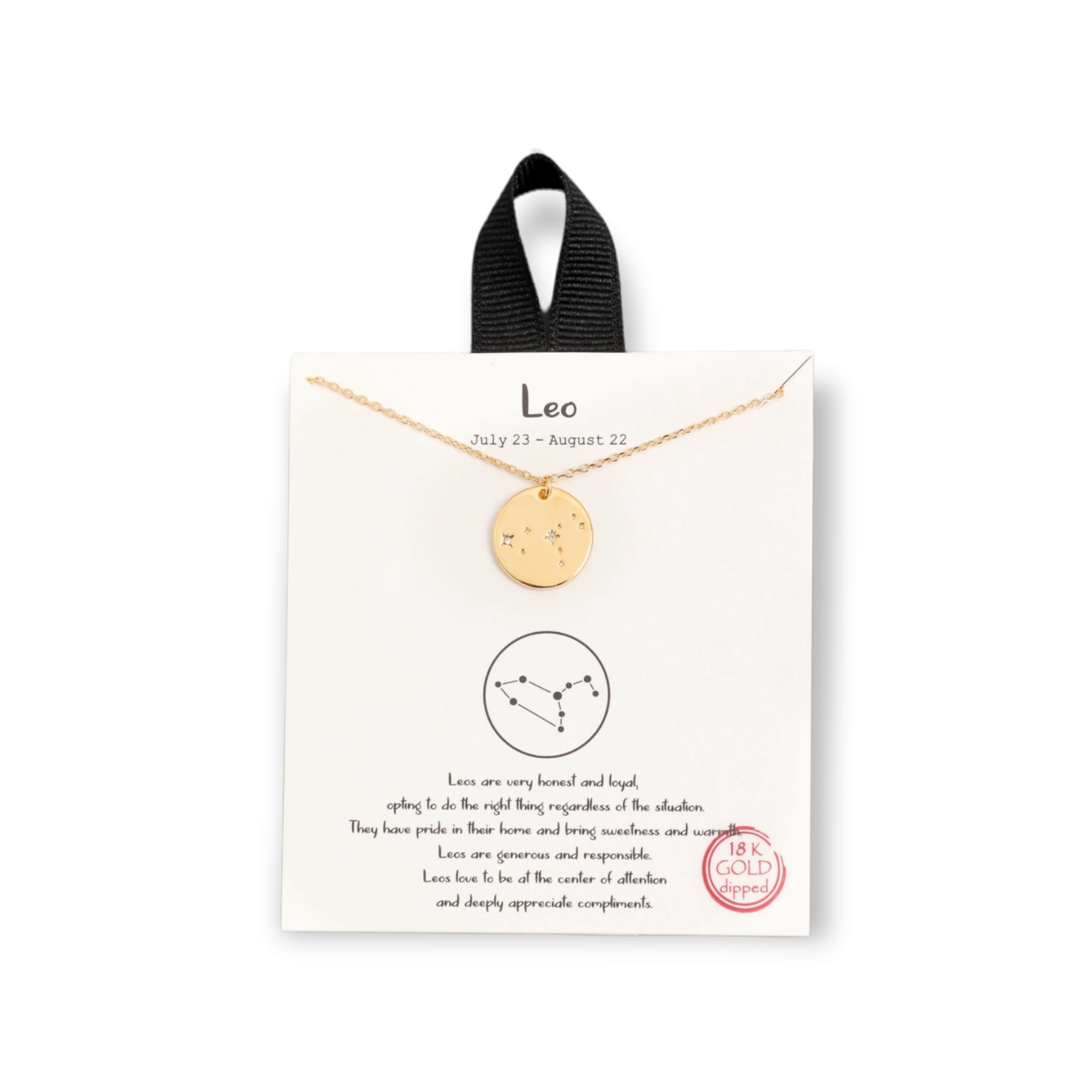 Leo Gold Dipped Zodiac Coin Necklace Constellation