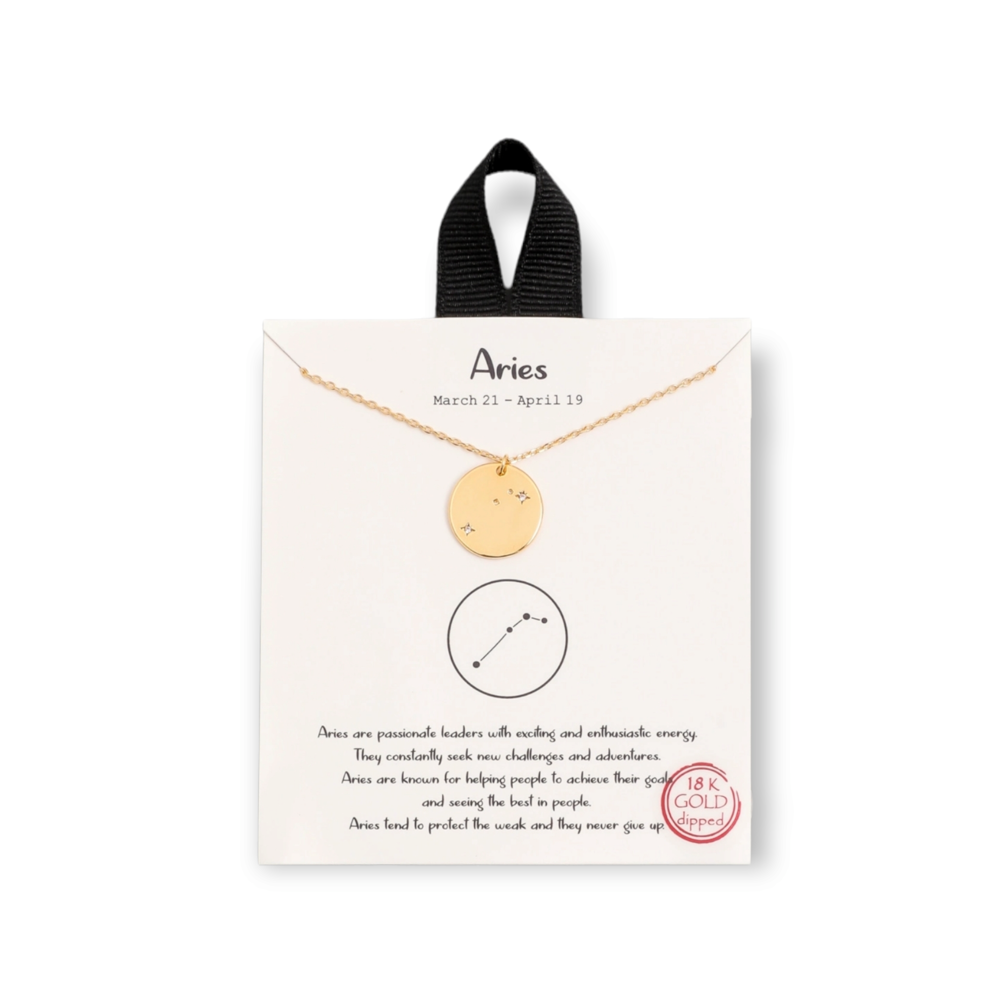 Aries Gold Dipped Zodiac Coin Necklace Constellation
