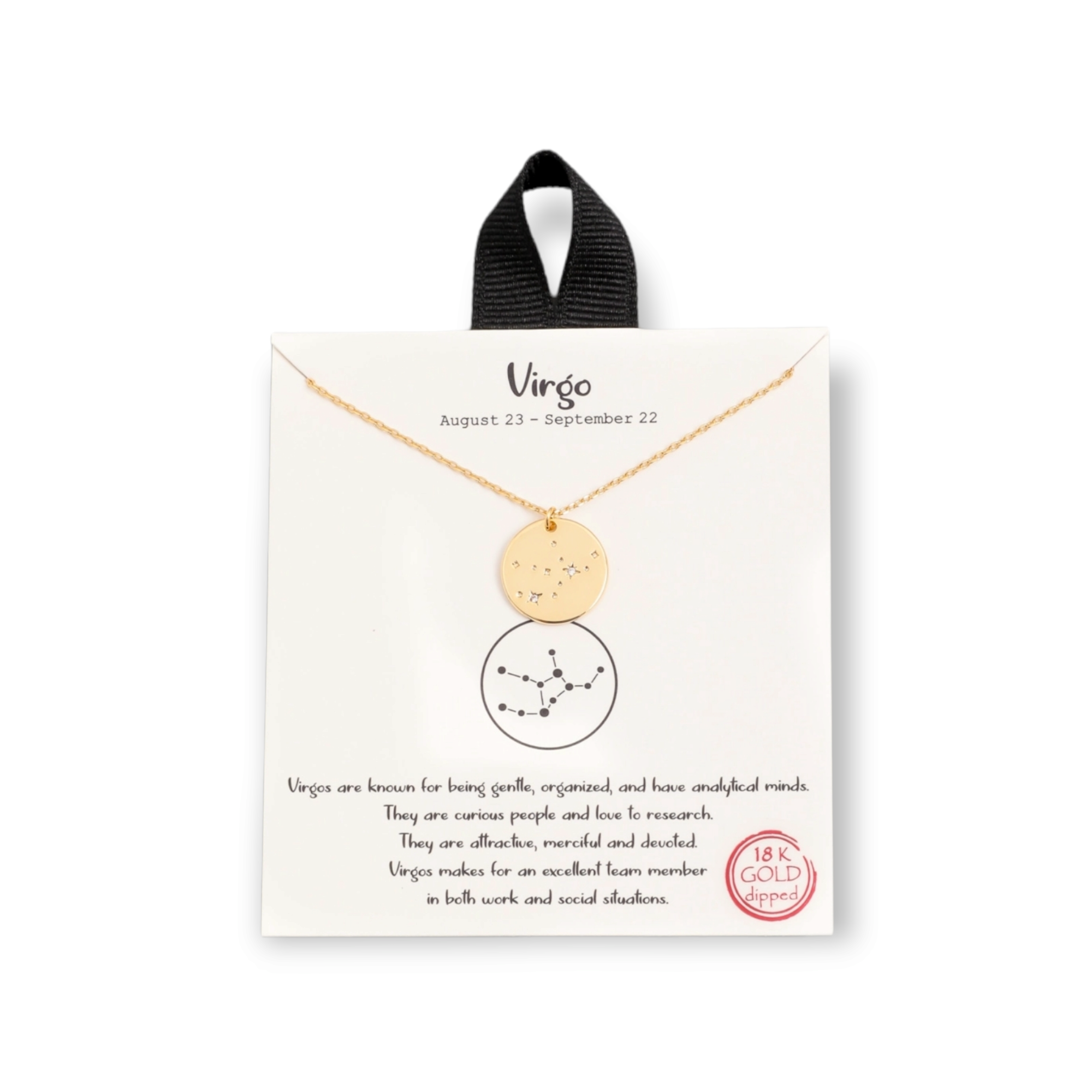 Virgo Gold Dipped Zodiac Coin Necklace Constellation