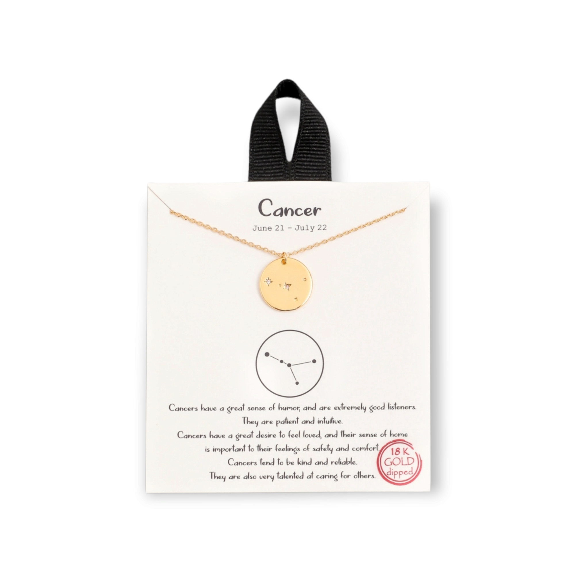 Cancer Gold Dipped Zodiac Coin Necklace Constellation