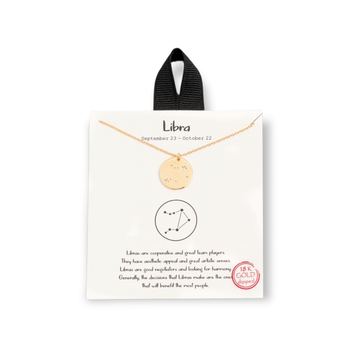 Libra Gold Dipped Zodiac Coin Necklace Constellation