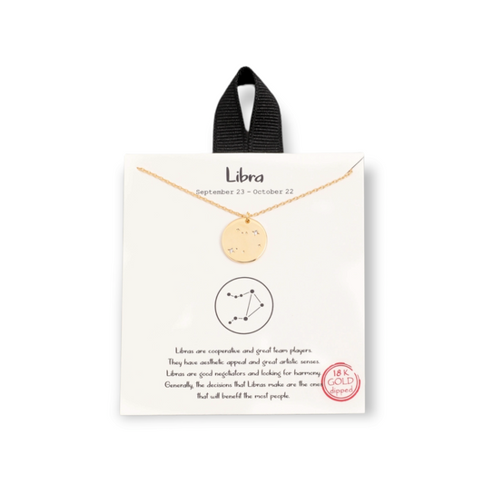 Libra Gold Dipped Zodiac Coin Necklace Constellation