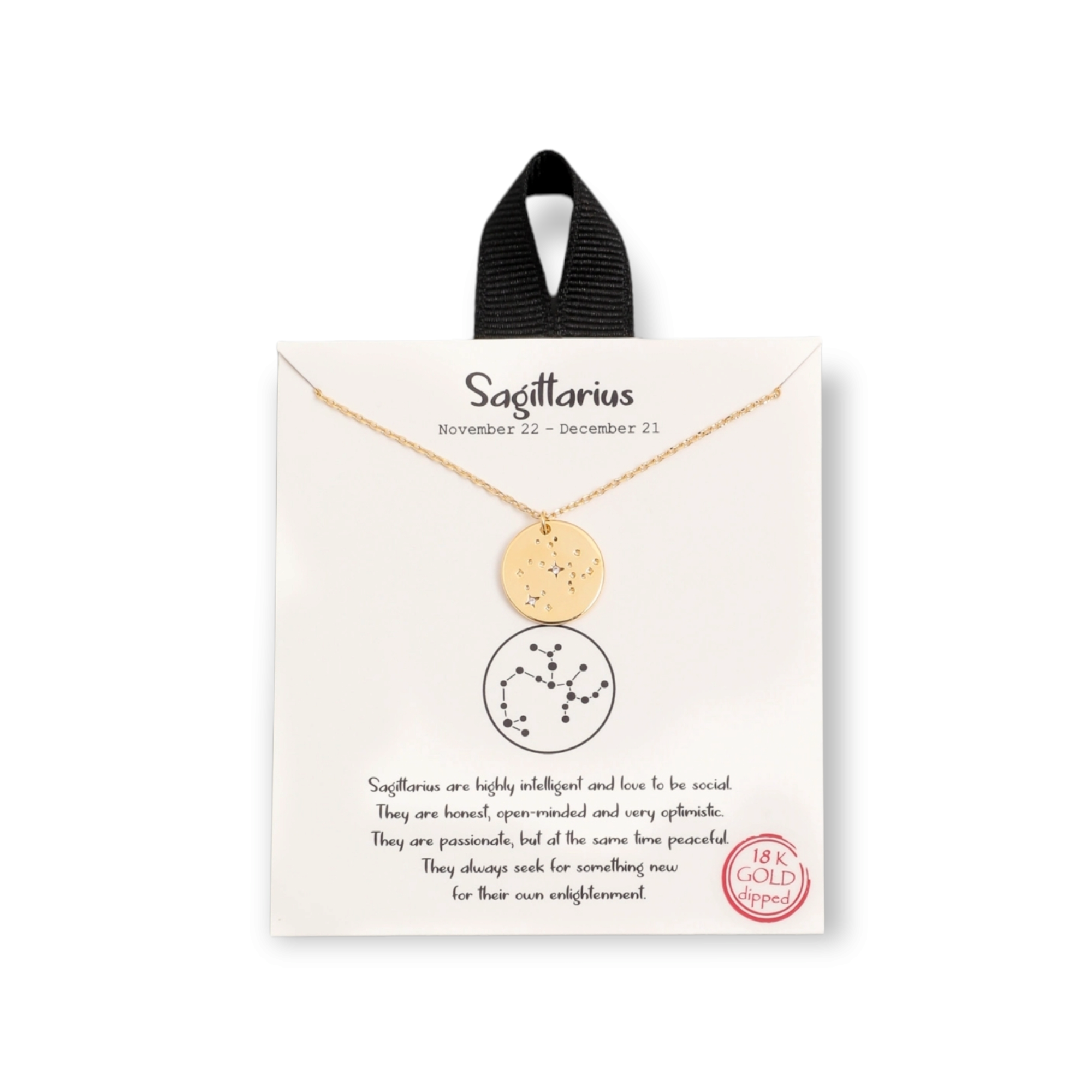 Sagittarius Gold Dipped Zodiac Coin Necklace Constellation