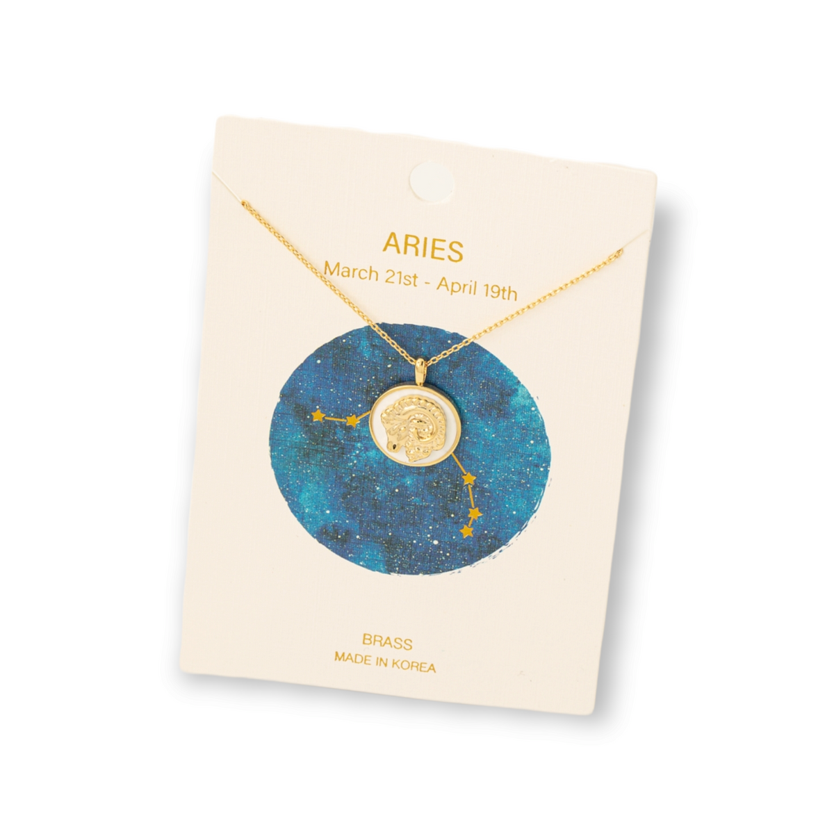 Zodiac Constellation Coin Pendant Necklace aries gold
