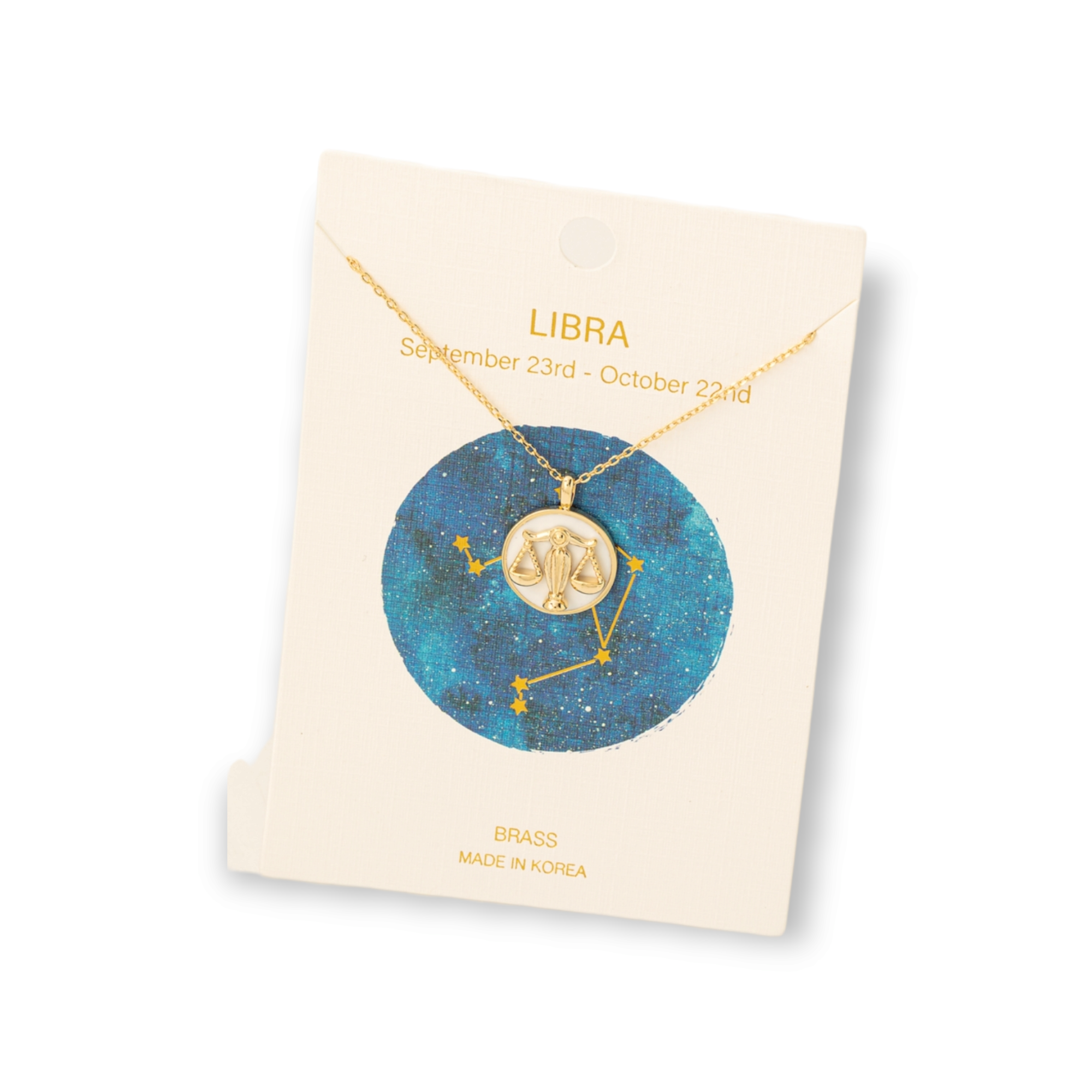 Zodiac Constellation Coin Pendant Necklace libra gold