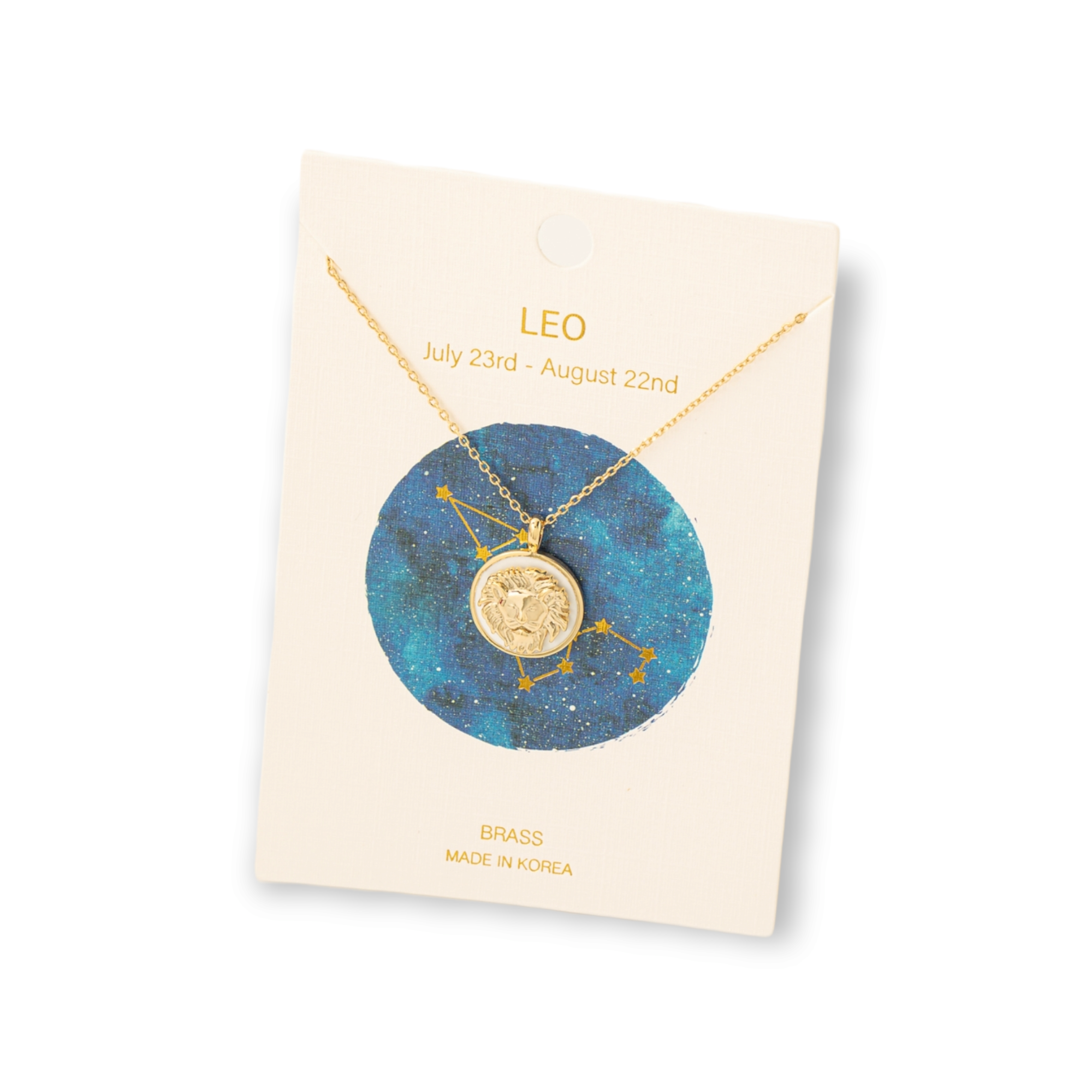 Zodiac Constellation Coin Pendant Necklace leo gold