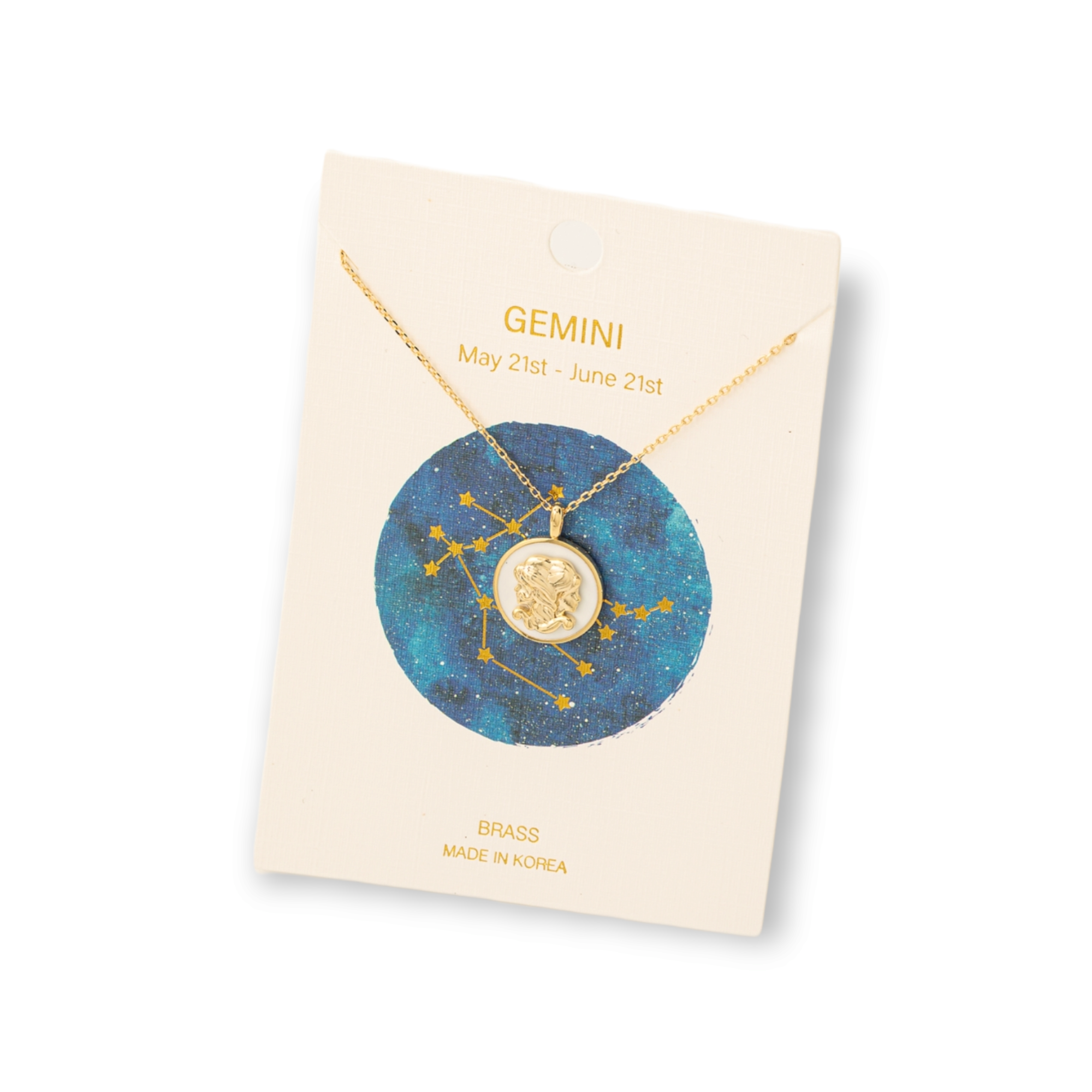 Zodiac Constellation Coin Pendant Necklace gemini gold