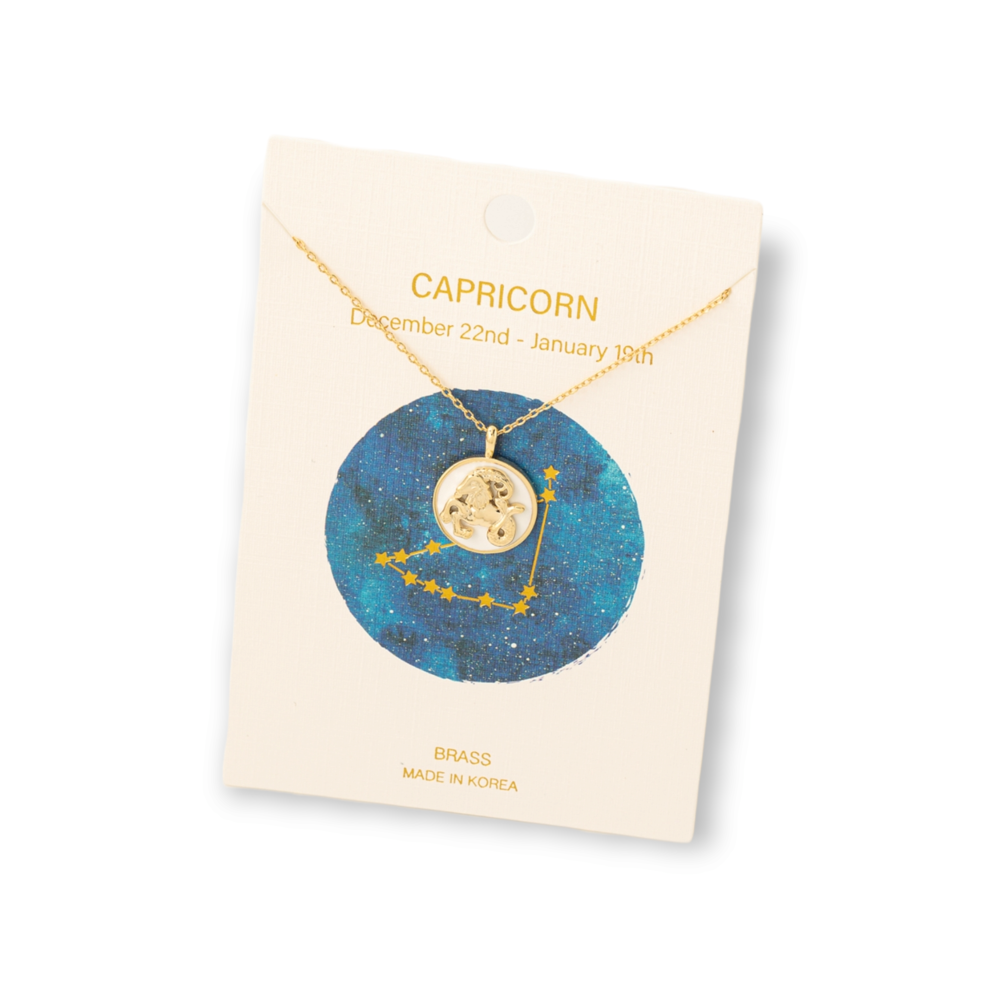 Zodiac Constellation Coin Pendant Necklace capricorn gold