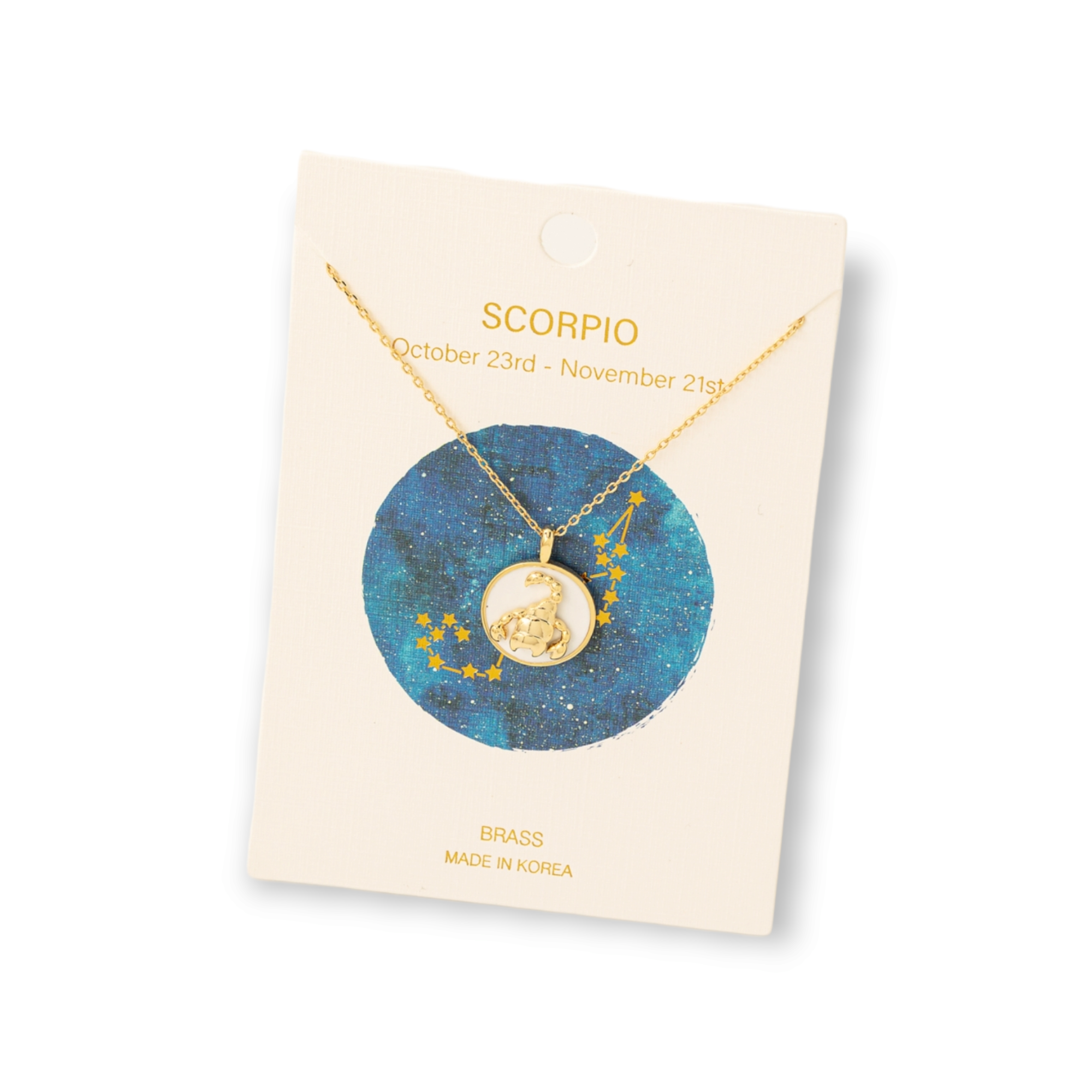 Zodiac Constellation Coin Pendant Necklace scorpio gold