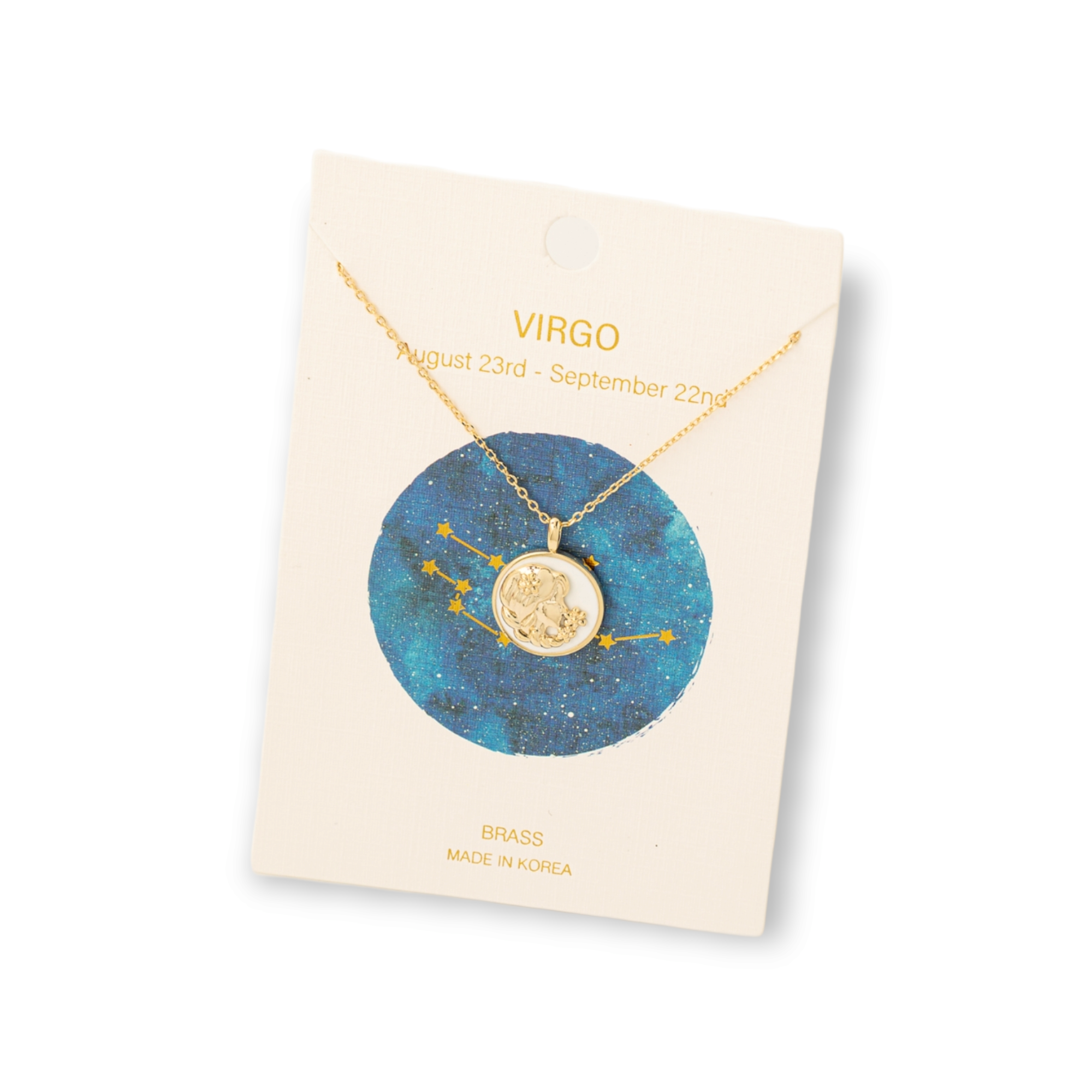 Zodiac Constellation Coin Pendant Necklace virgo gold