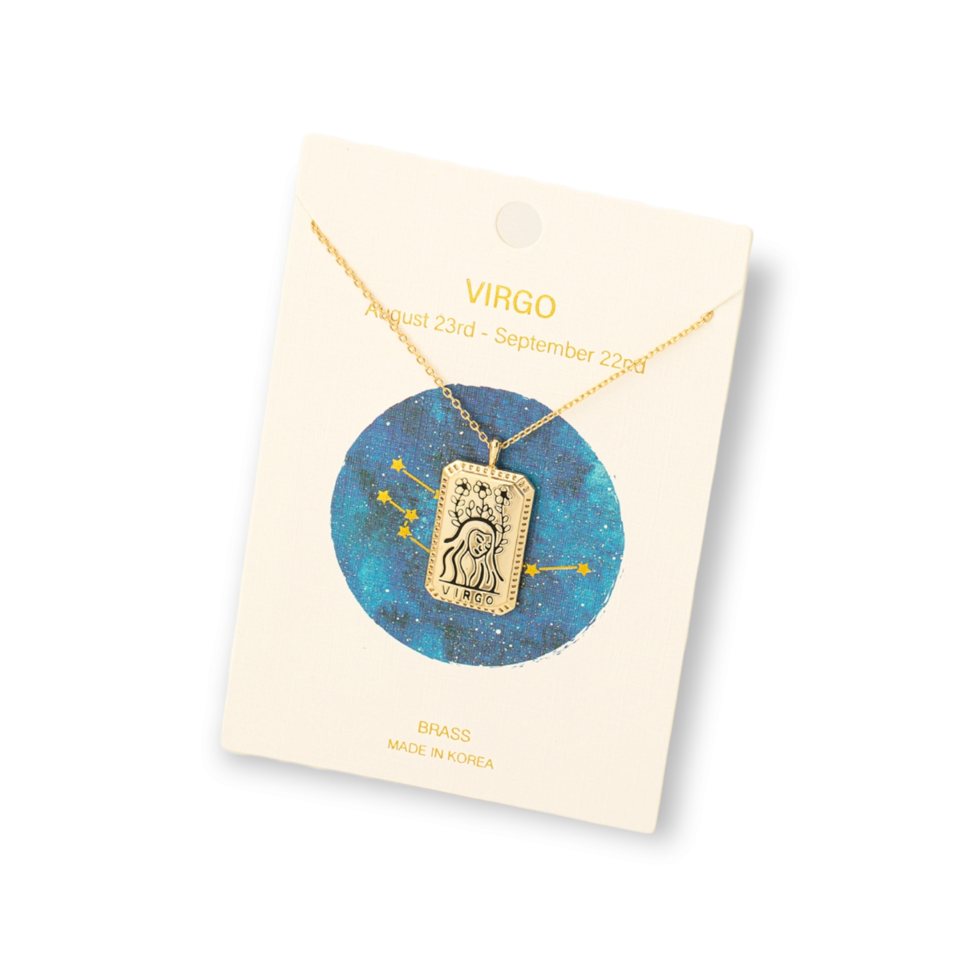 Zodiac Constellation Tarot Card Pendant Necklace virgo