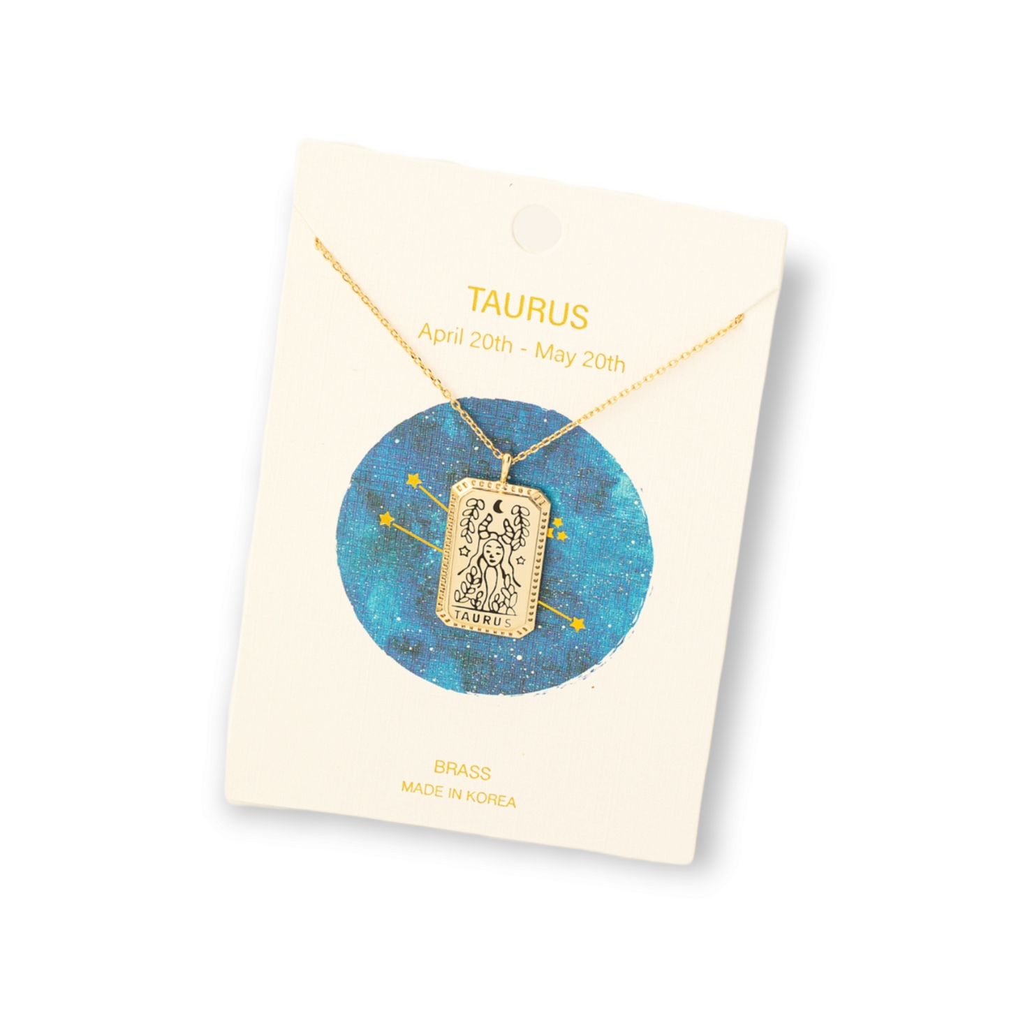 Zodiac Constellation Tarot Card Pendant Necklace taurus