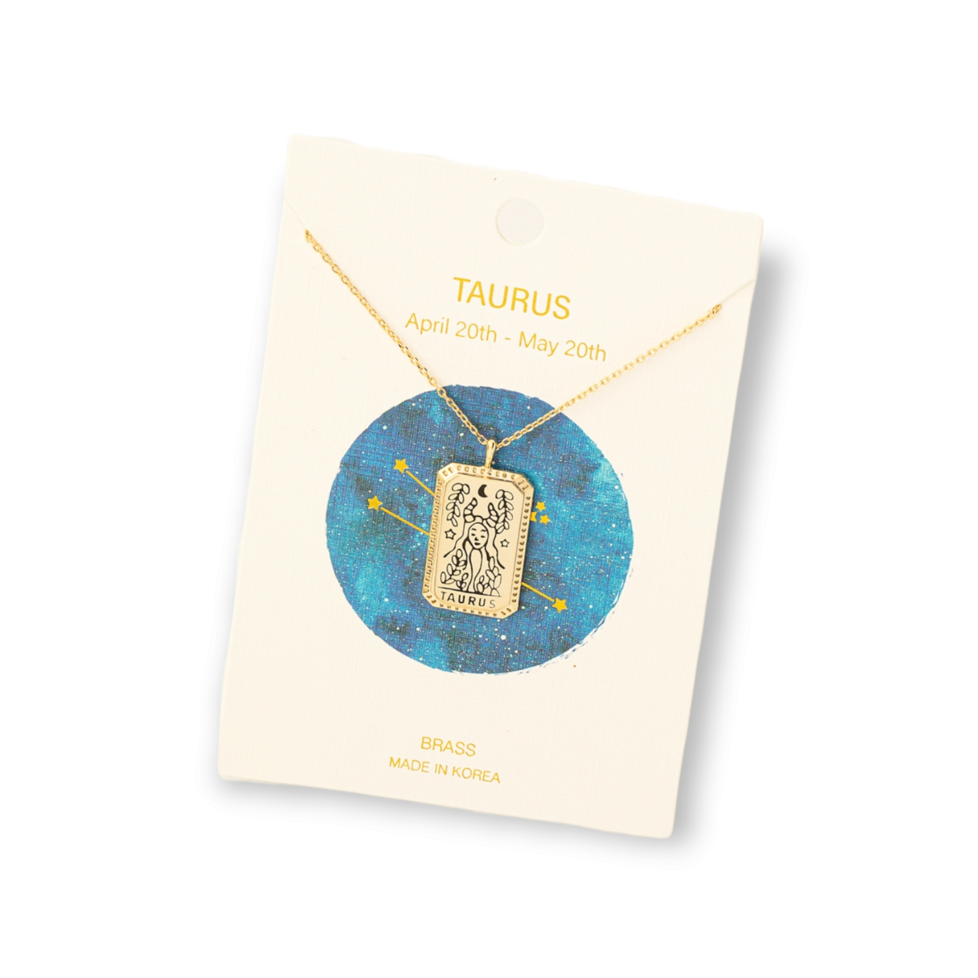 Zodiac Constellation Tarot Card Pendant Necklace taurus