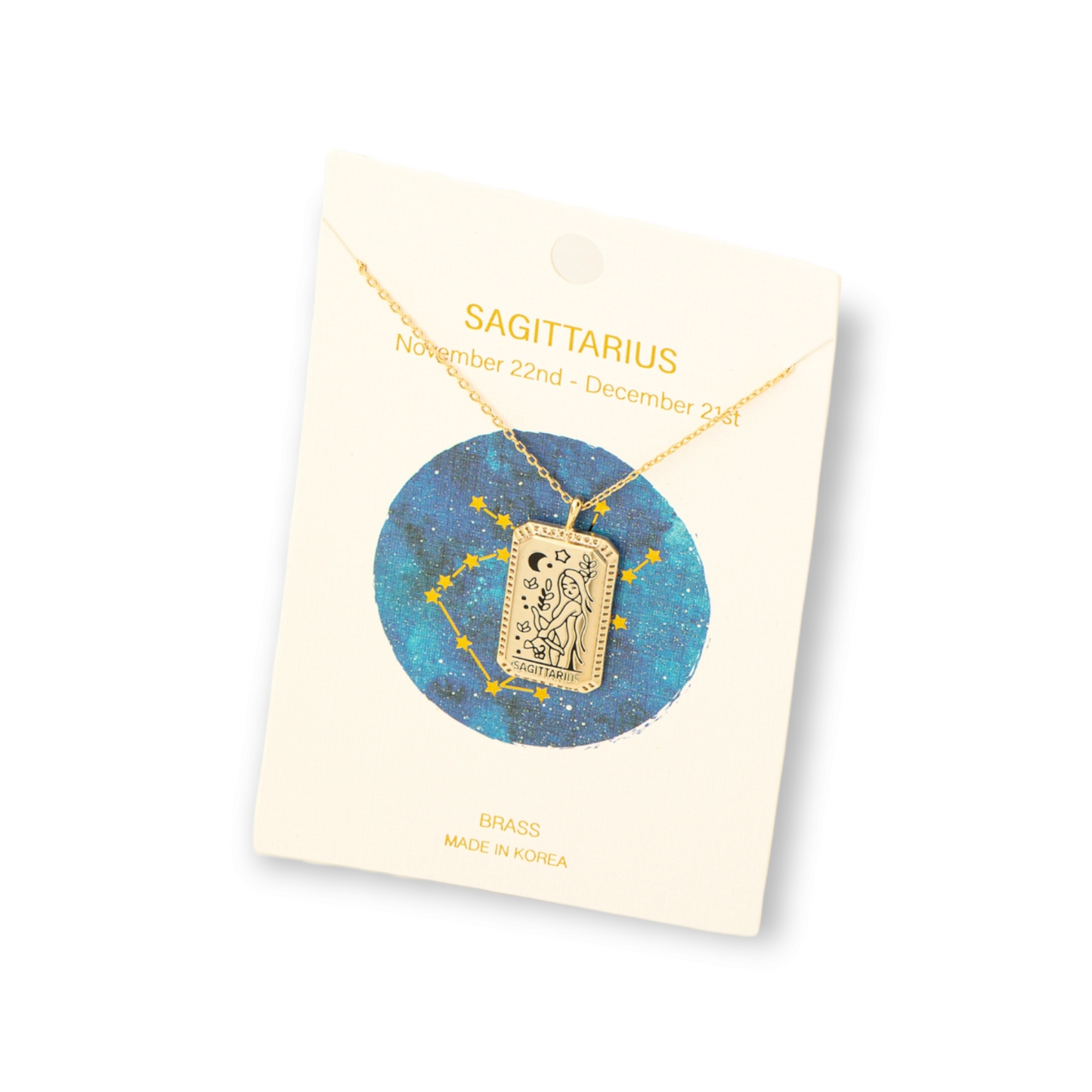 Zodiac Constellation Tarot Card Pendant Necklace sagittarius