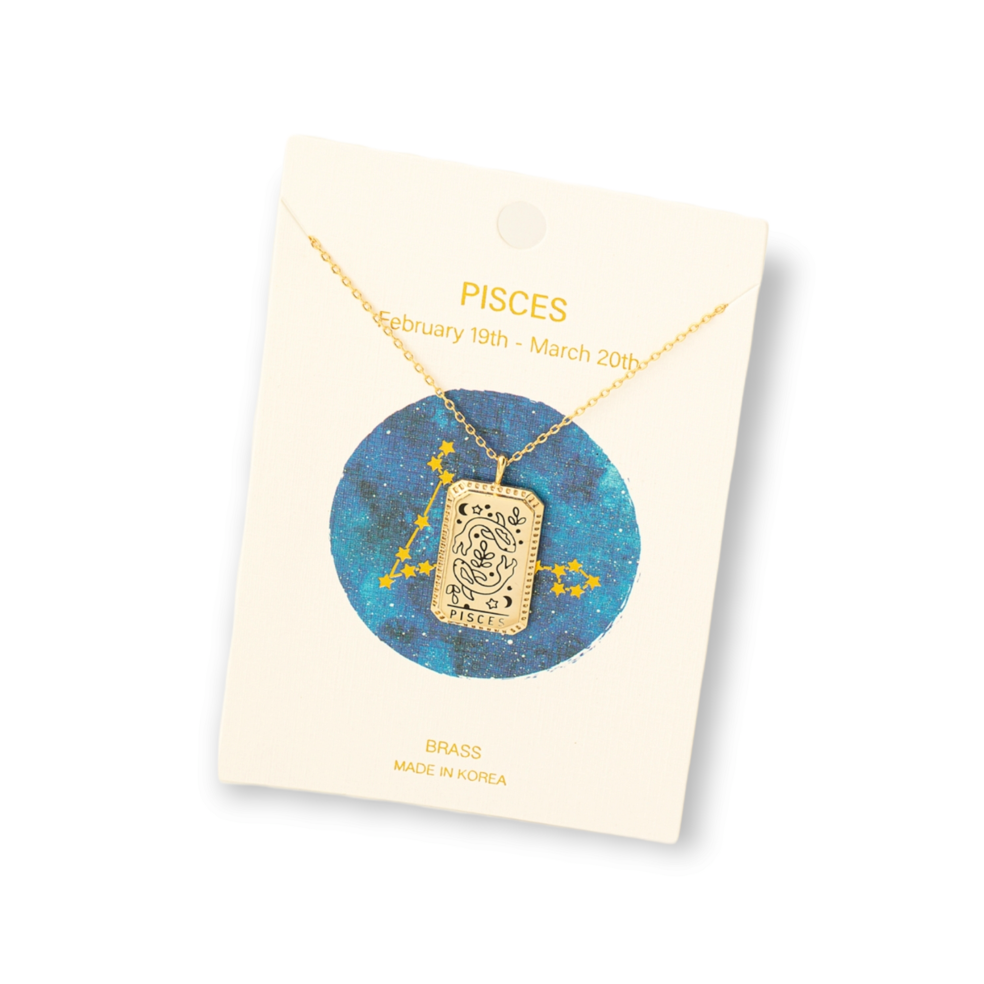 Zodiac Constellation Tarot Card Pendant Necklace pisces