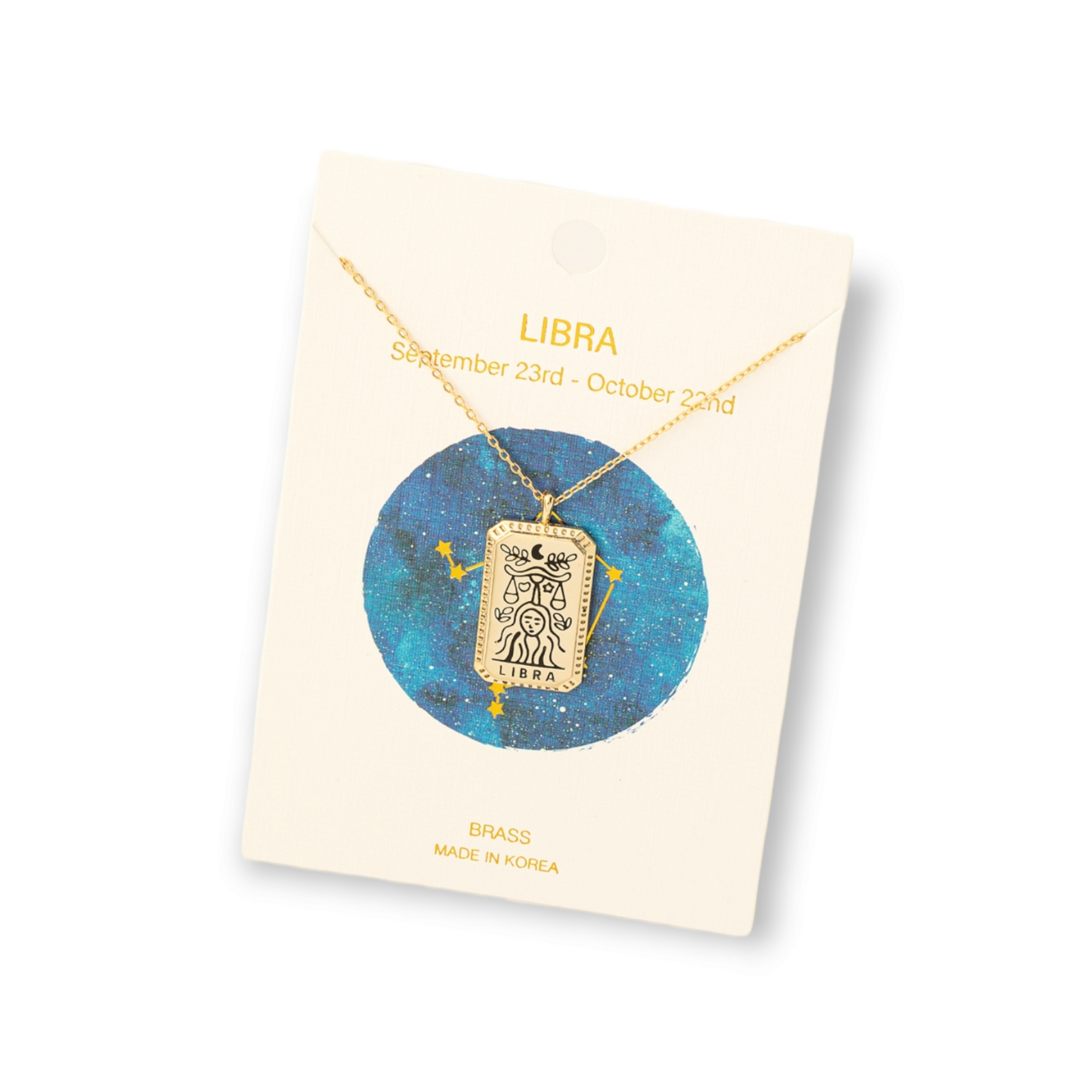 Zodiac Constellation Tarot Card Pendant Necklace libra