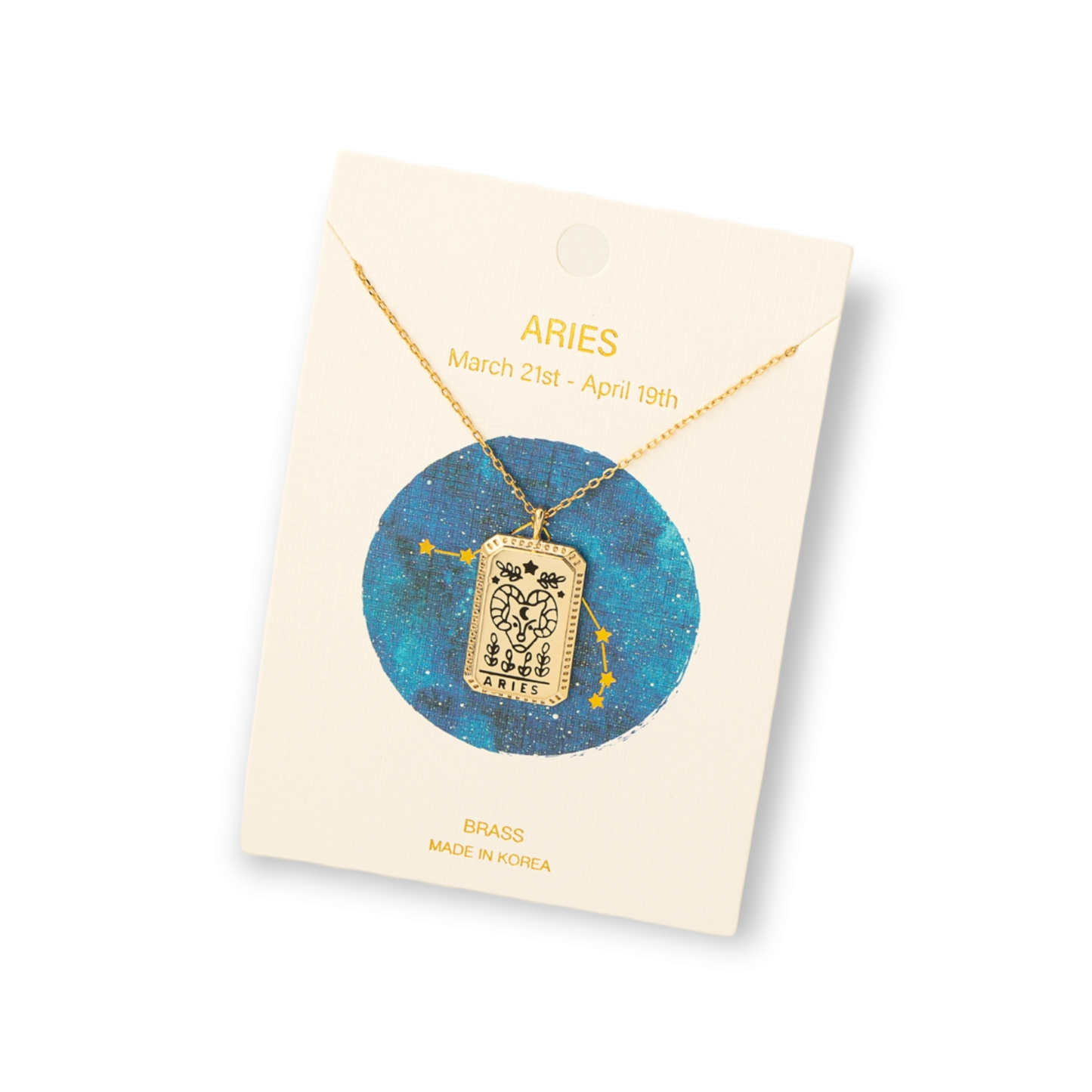 Zodiac Constellation Tarot Card Pendant Necklace aries