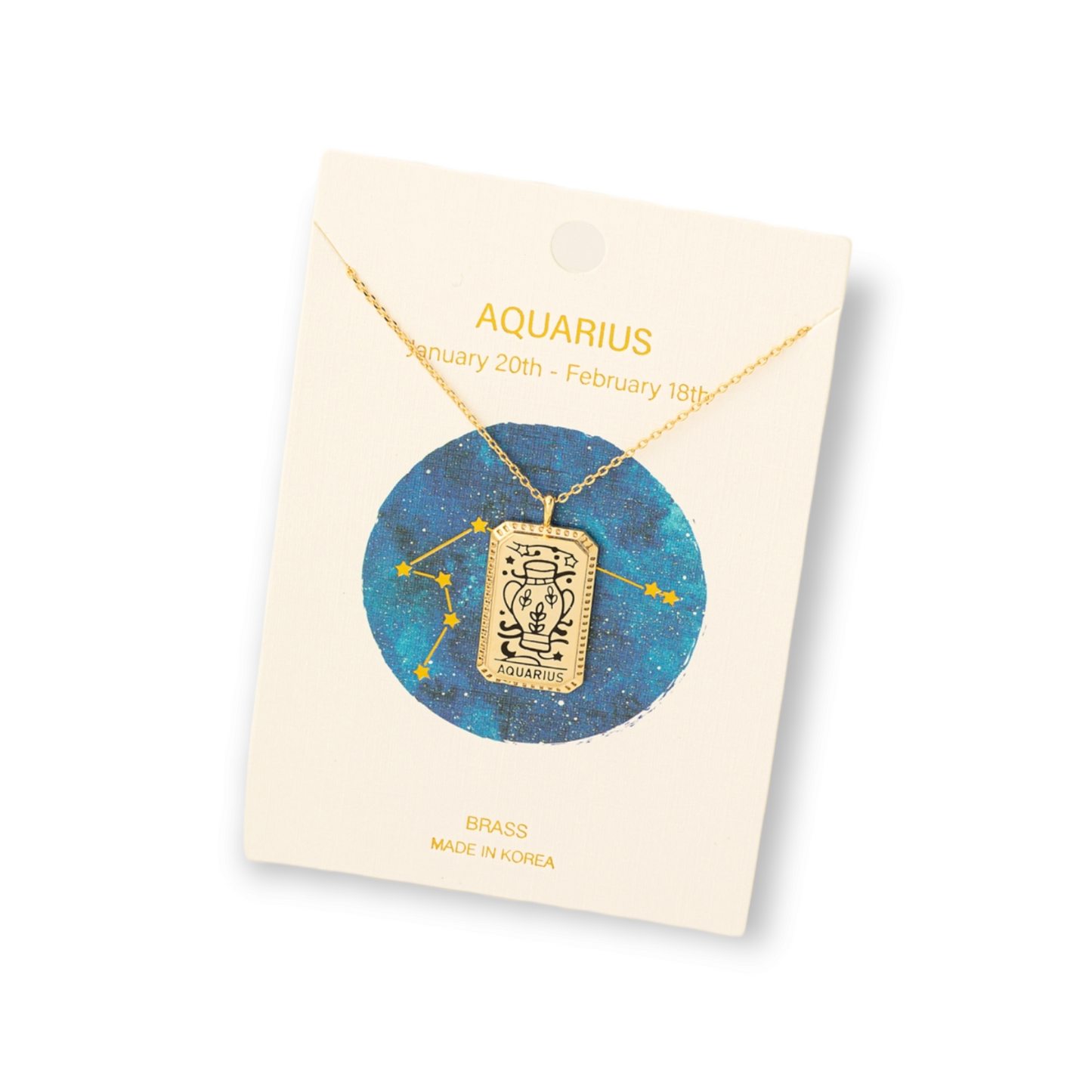 Zodiac Constellation Tarot Card Pendant Necklace aquarius