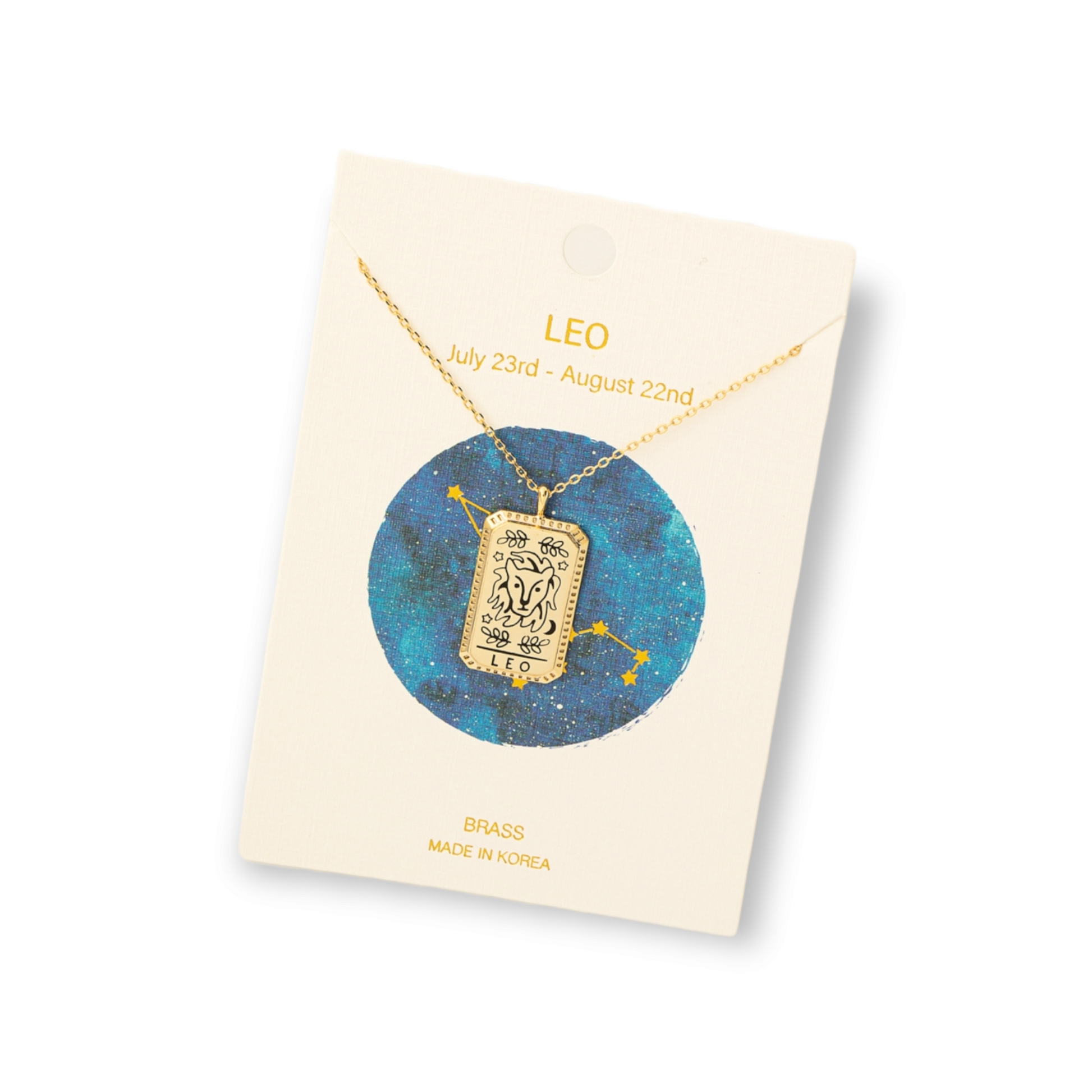 Zodiac Constellation Tarot Card Pendant Necklace leo